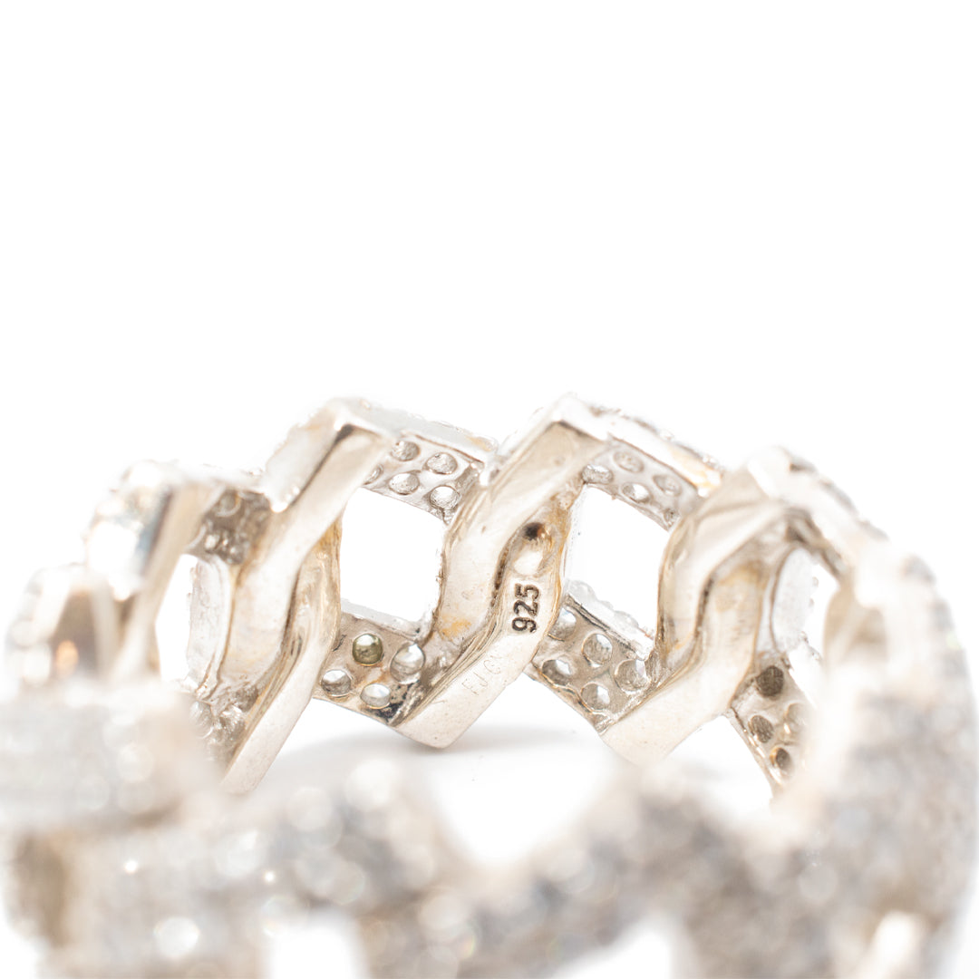 Men's Sterling Silver Cubic Zirconia Cuban Link Ring
