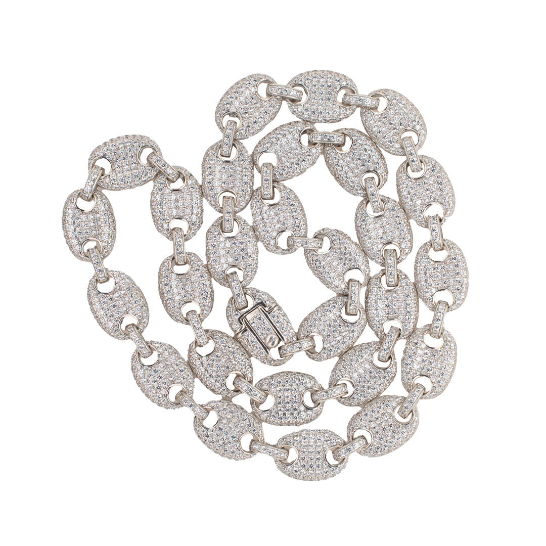 Ladies 925 Sterling Silver 10.3mm Anchor Puff Gucci Link Chain