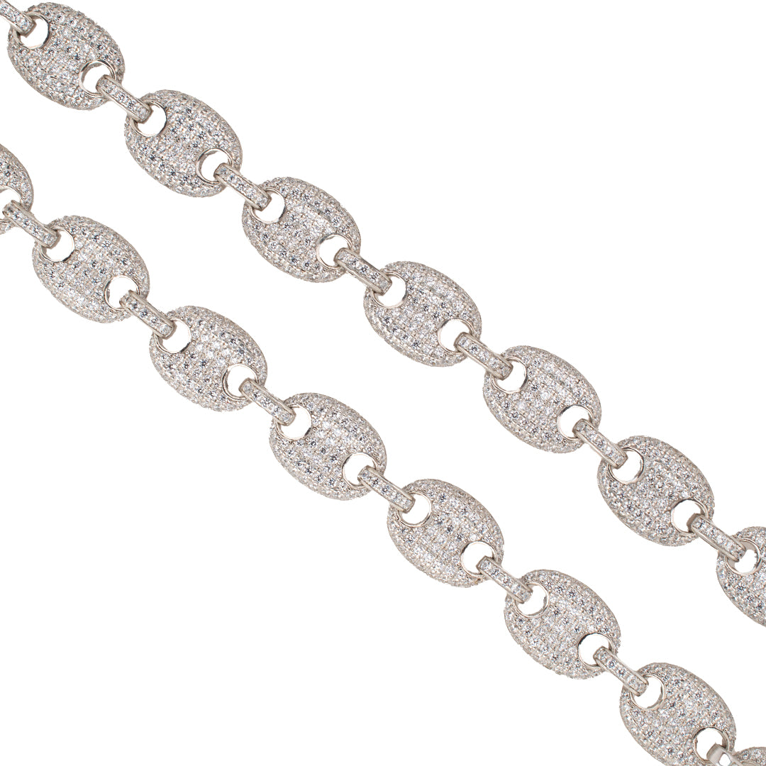 Ladies 925 Sterling Silver 10.3mm Anchor Puff Gucci Link Chain