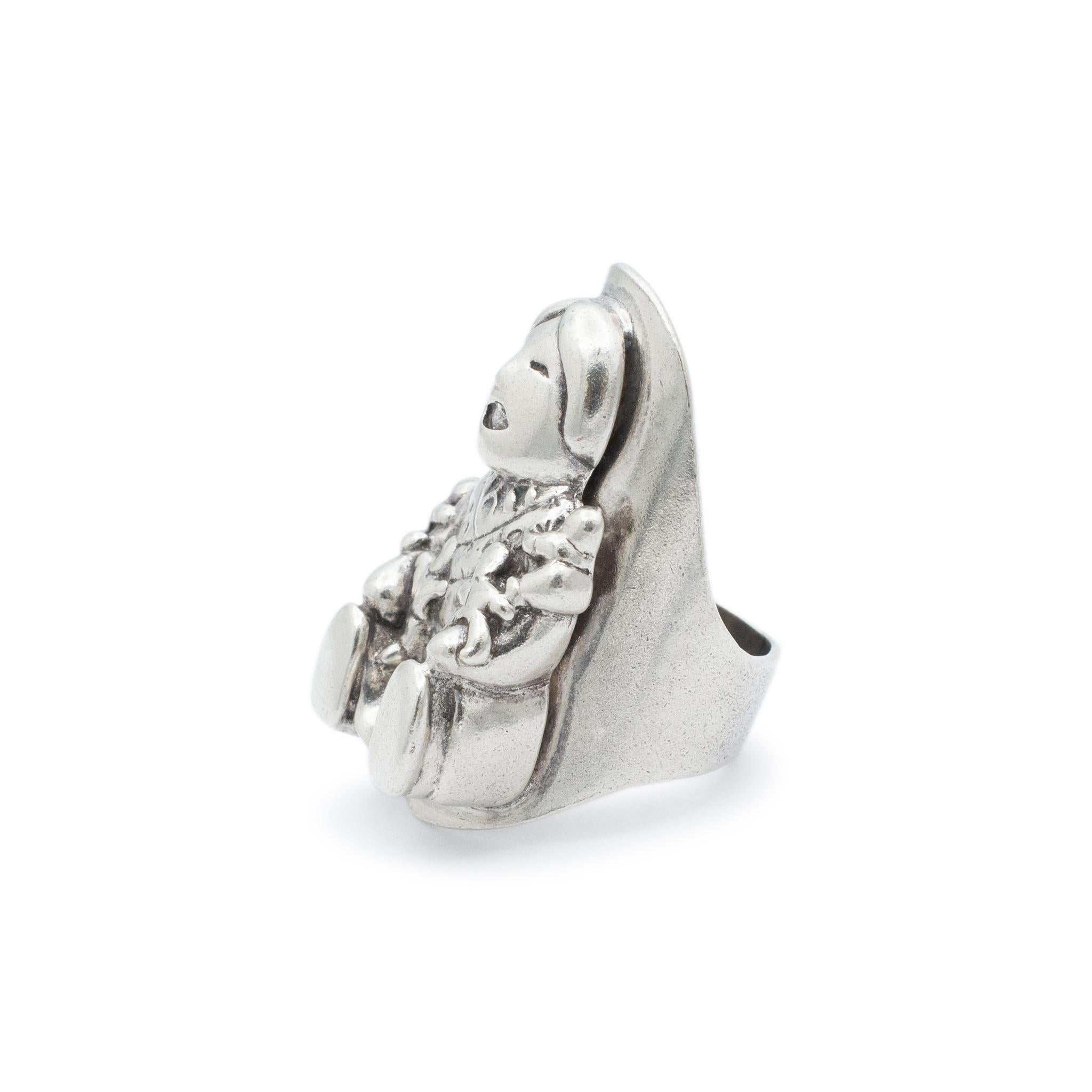 925 Sterling Silver Kachina Doll Native American Southwestern Cocktail Ring
