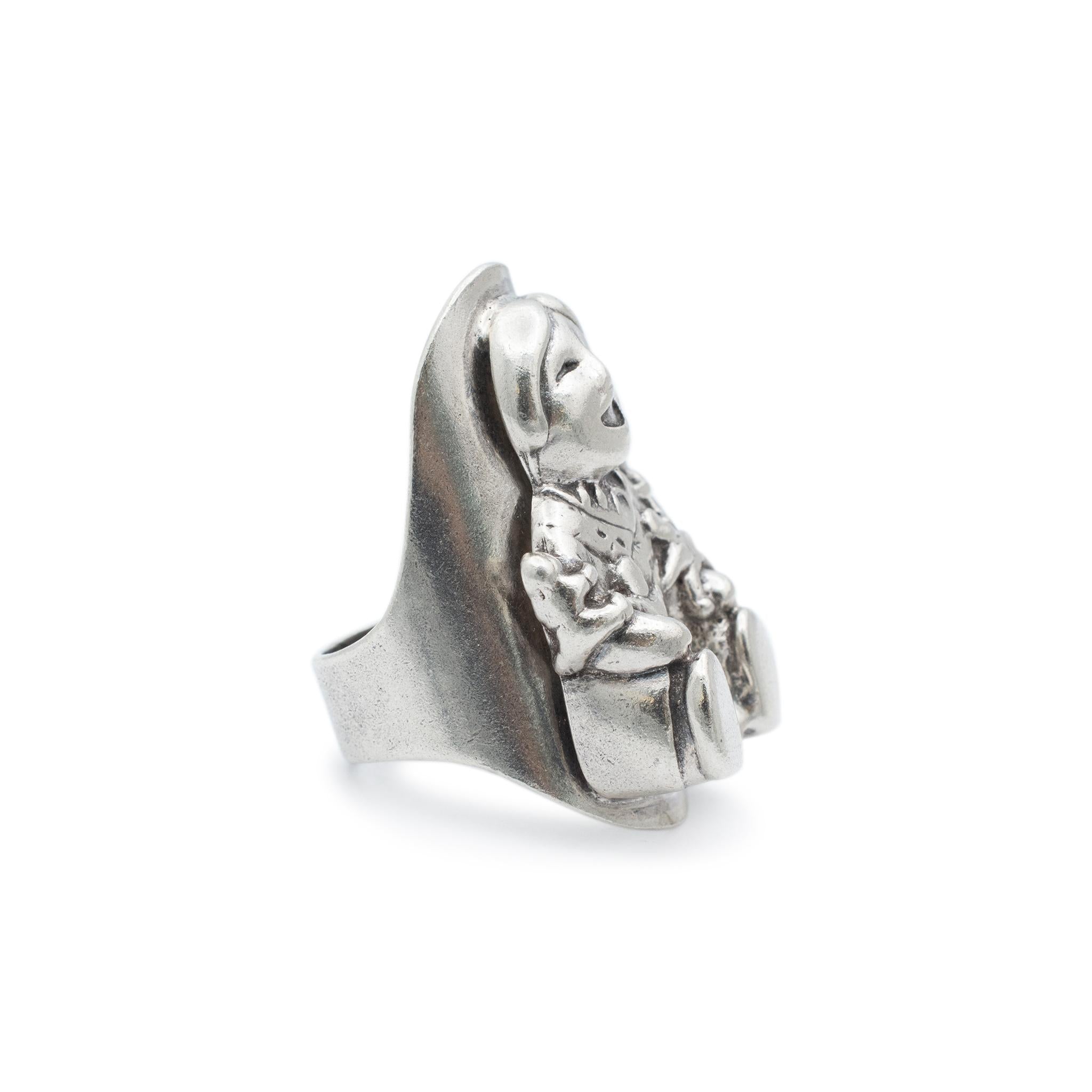 925 Sterling Silver Kachina Doll Native American Southwestern Cocktail Ring