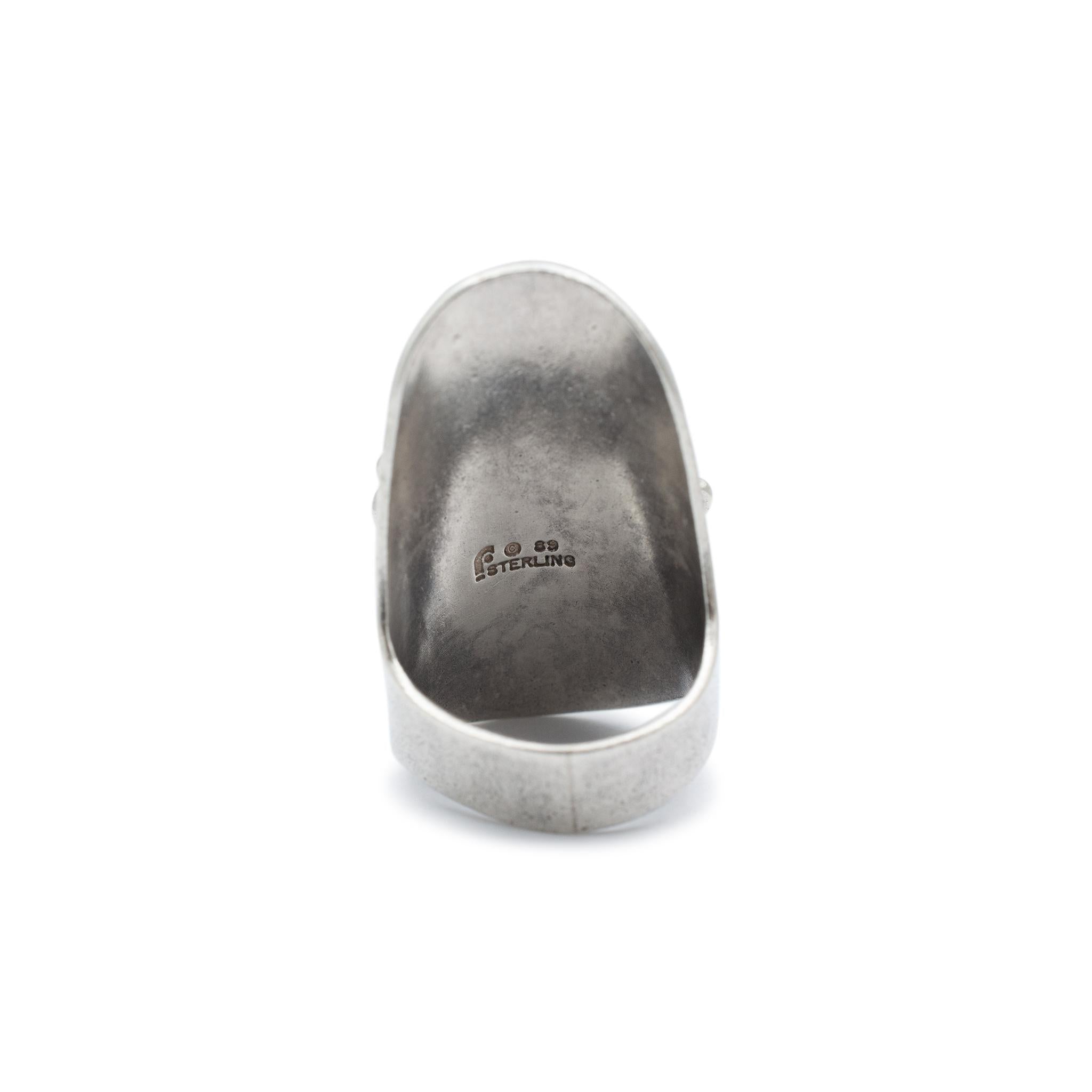 925 Sterling Silver Kachina Doll Native American Southwestern Cocktail Ring