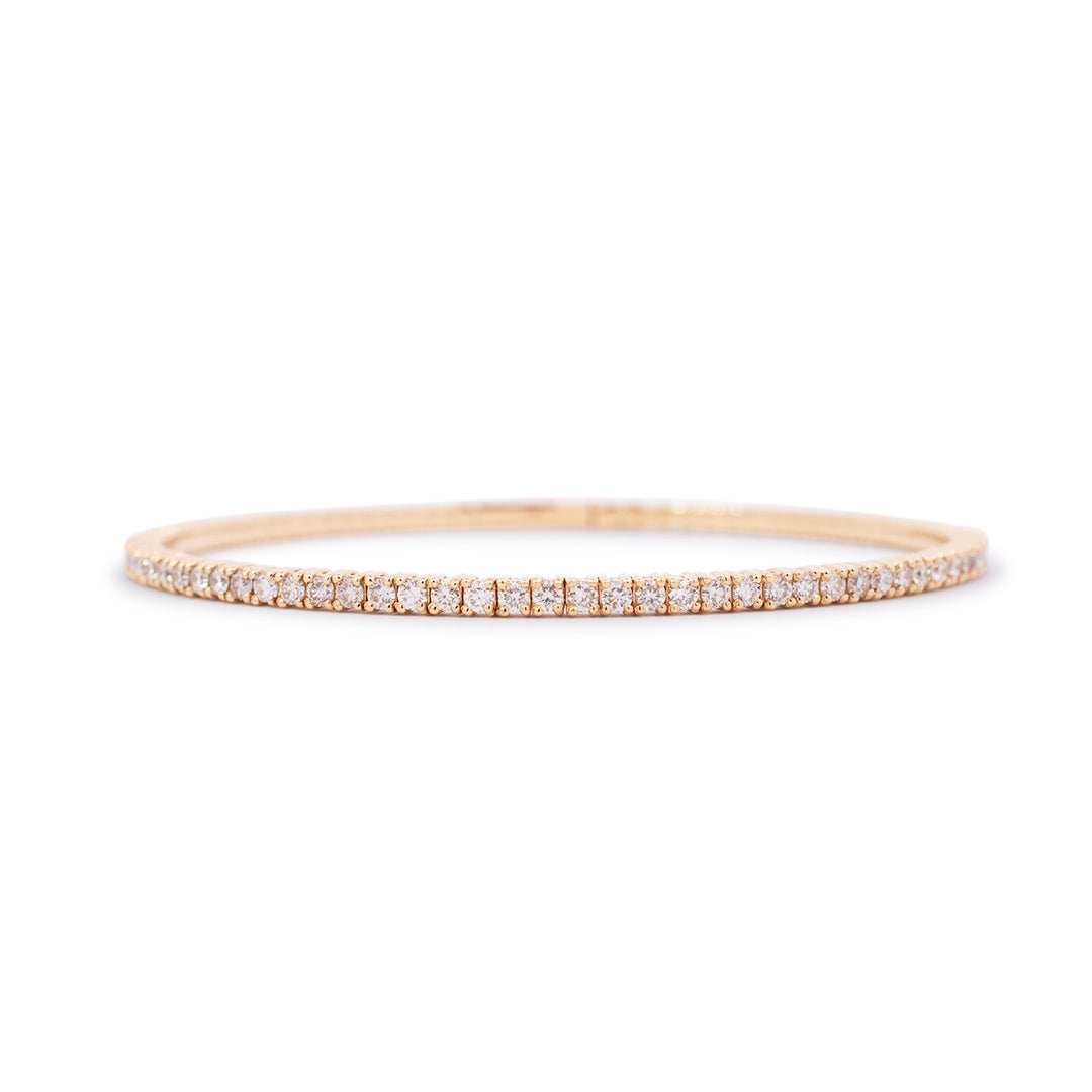 Ladies 18K Yellow Gold Natural Diamond Flexible Tennis Bracelet 2.30 CTW