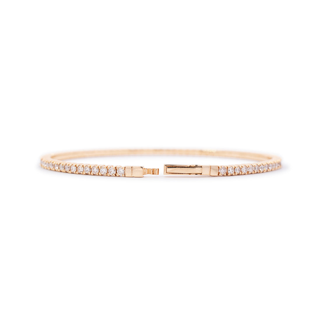 Ladies 18K Yellow Gold Natural Diamond Flexible Tennis Bracelet 2.30 CTW