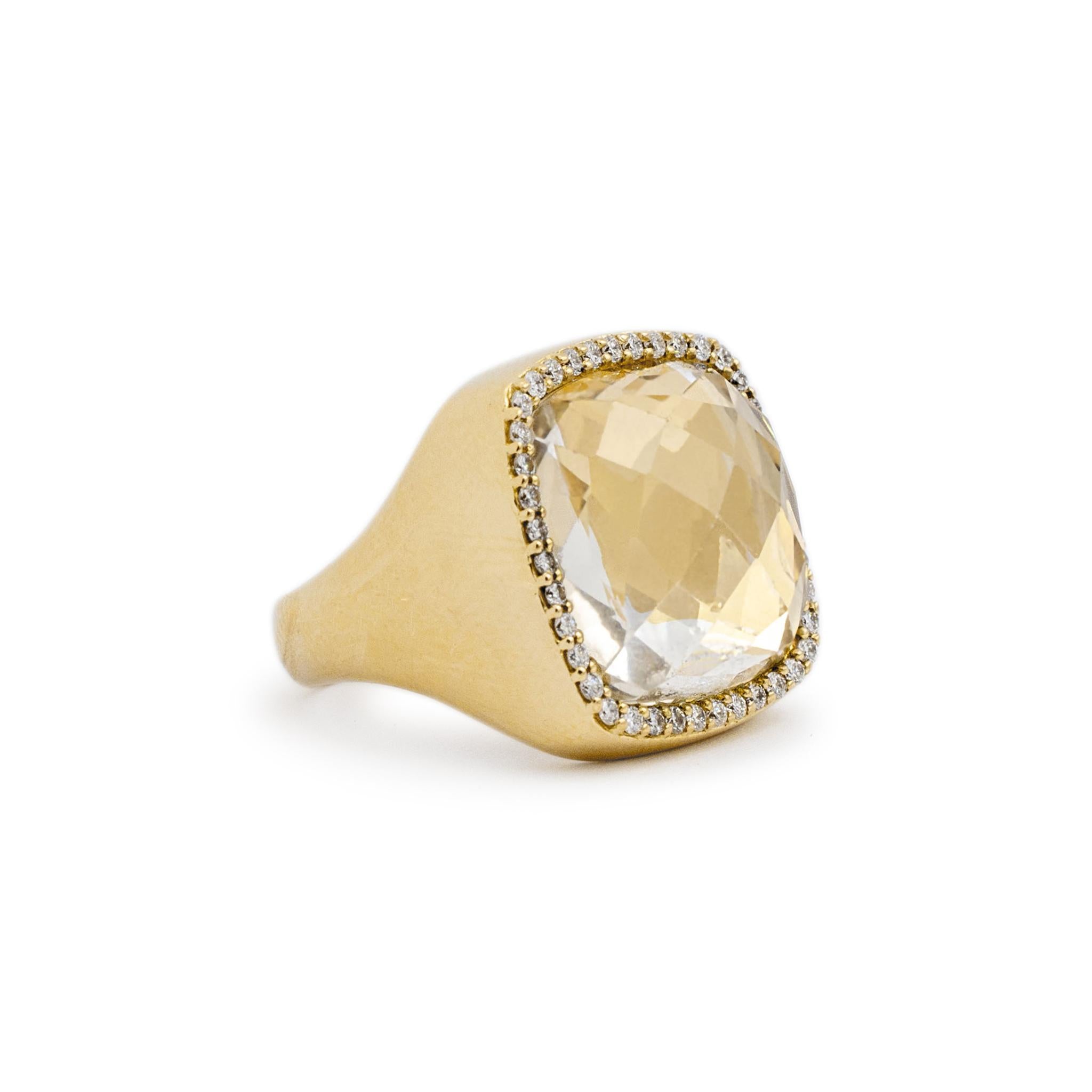 Roberto Coin 18K Yellow Gold Citrine Halo Diamond Cocktail Ring