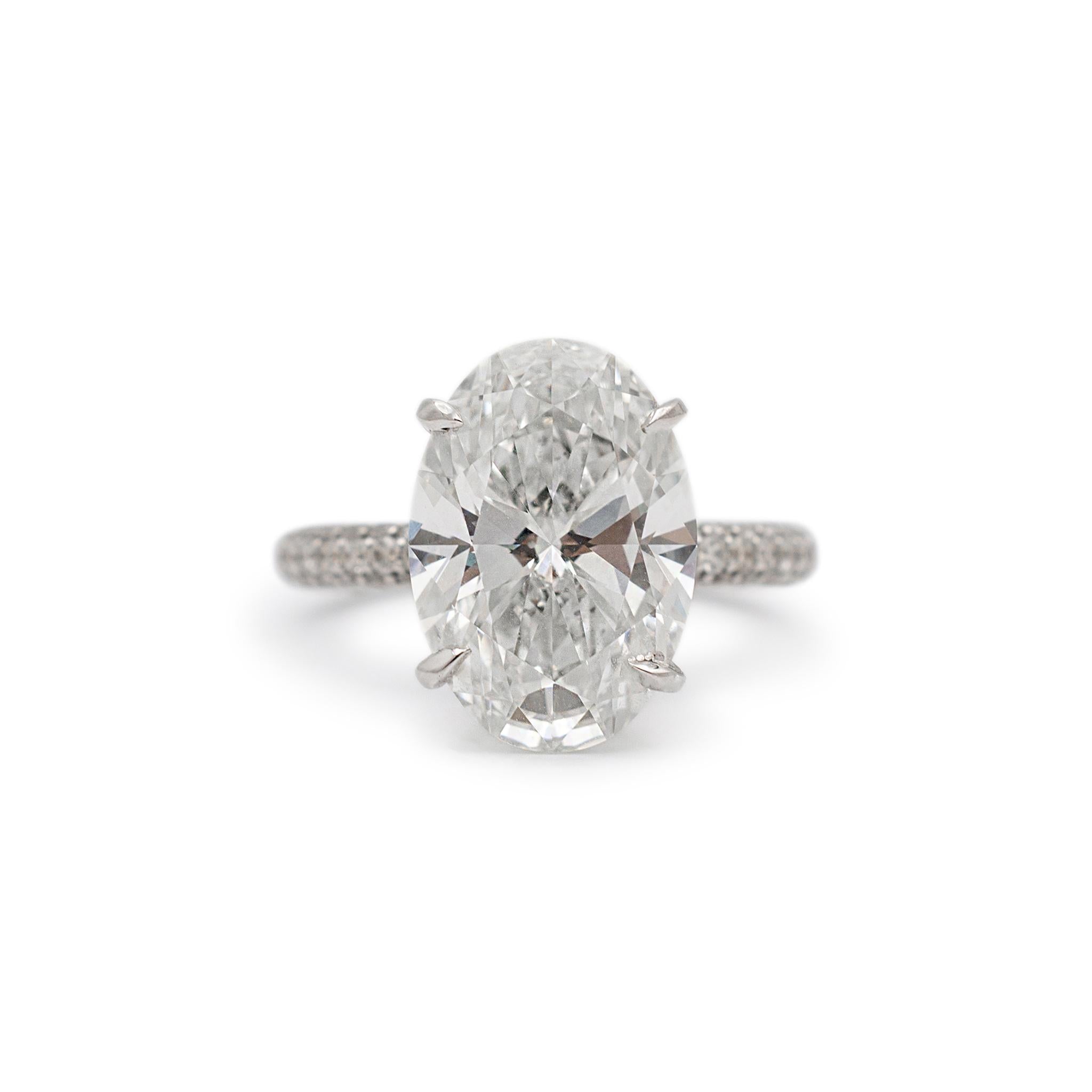 Ladies 18K White Gold IGI 6.50CT I VS1 Oval Lab Grown Diamond Engagement Ring