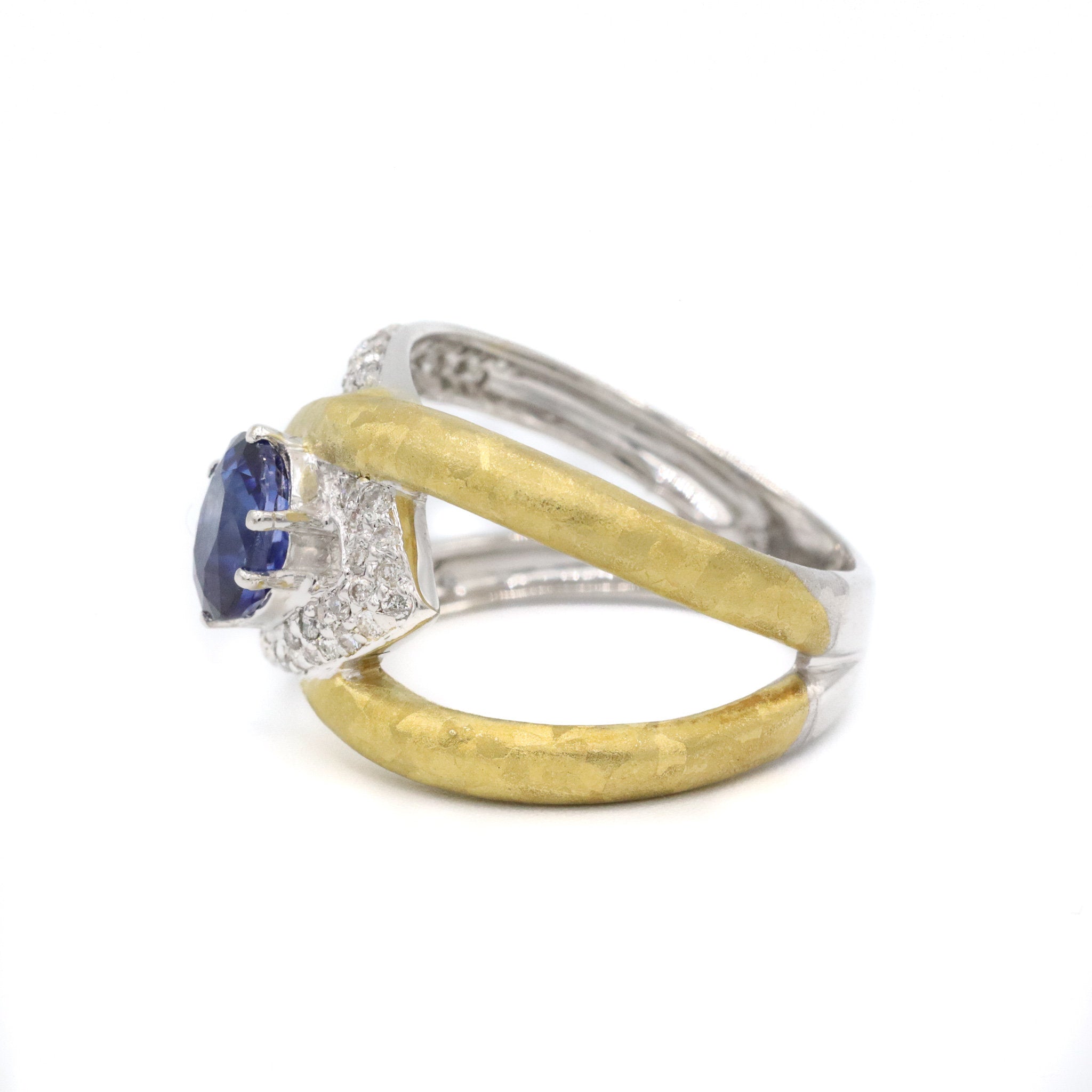Ladies Cocktail Sapphires And Diamonds 18K Gold Ring