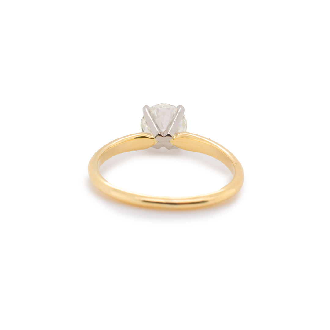 Ladies 18K Yellow Gold & Platinum Ladies Solitaire Lab-Grown Diamond Engagement Ring