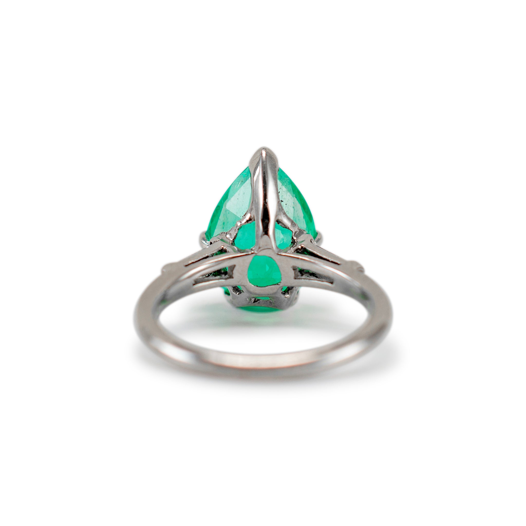 Vintage Platinum GIA Colombian Emerald Diamond Cocktail Ring
