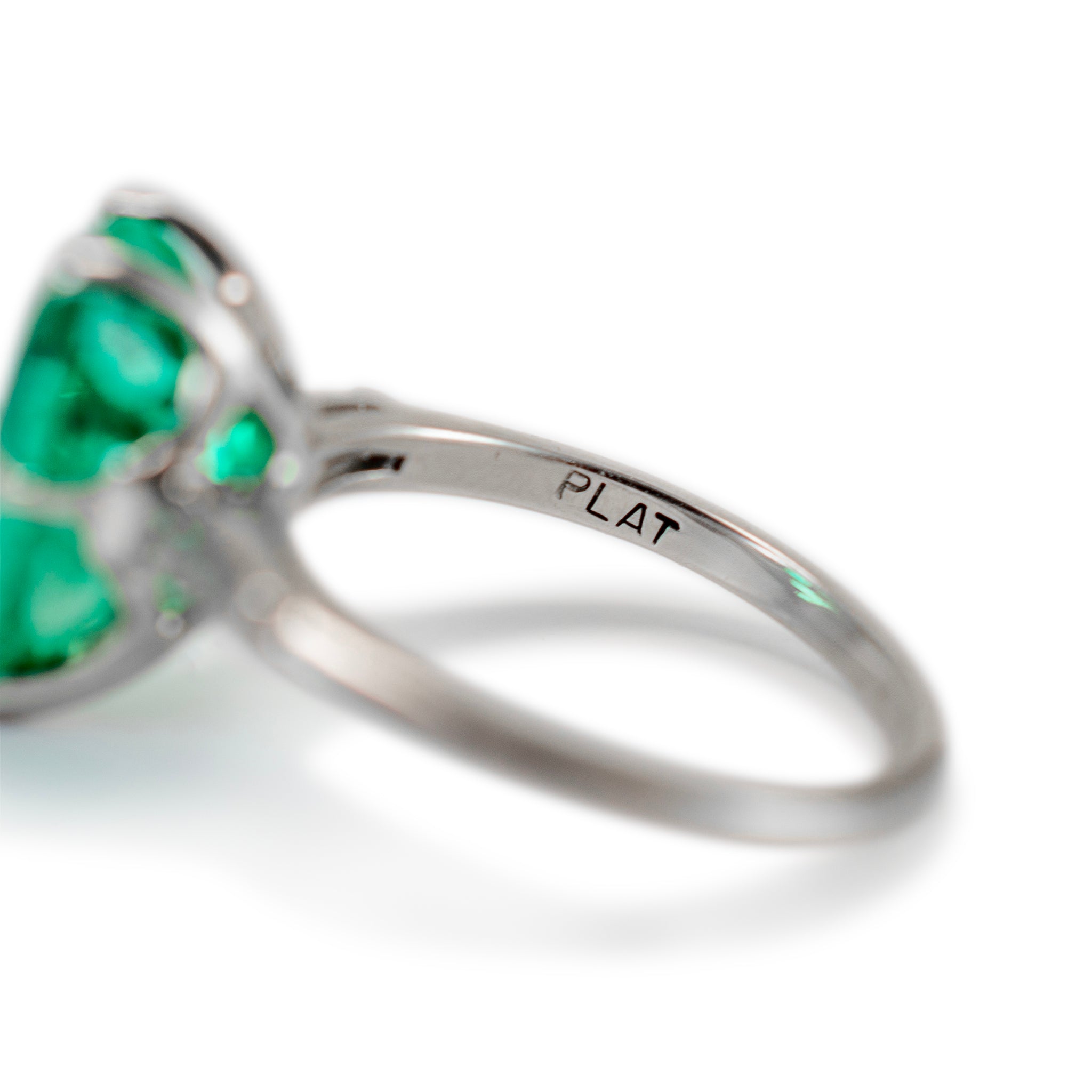Vintage Platinum GIA Colombian Emerald Diamond Cocktail Ring