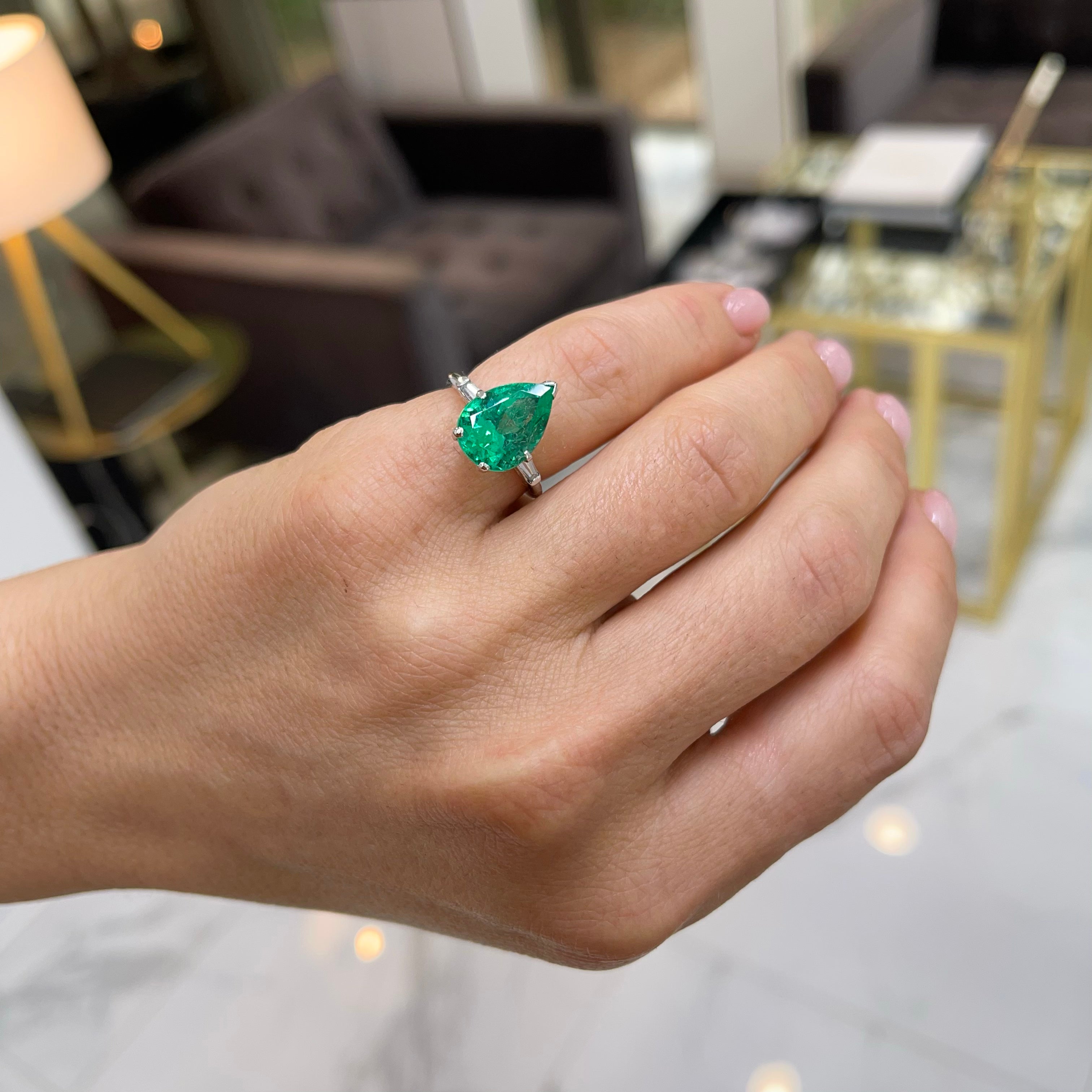 Vintage Platinum GIA Colombian Emerald Diamond Cocktail Ring