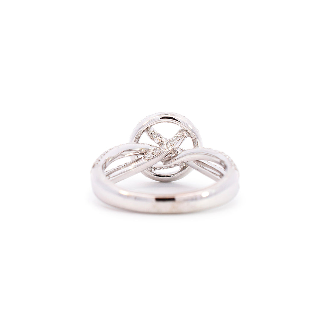 Ladies 18K White Gold Semi Mount Halo Diamond Engagement Ring