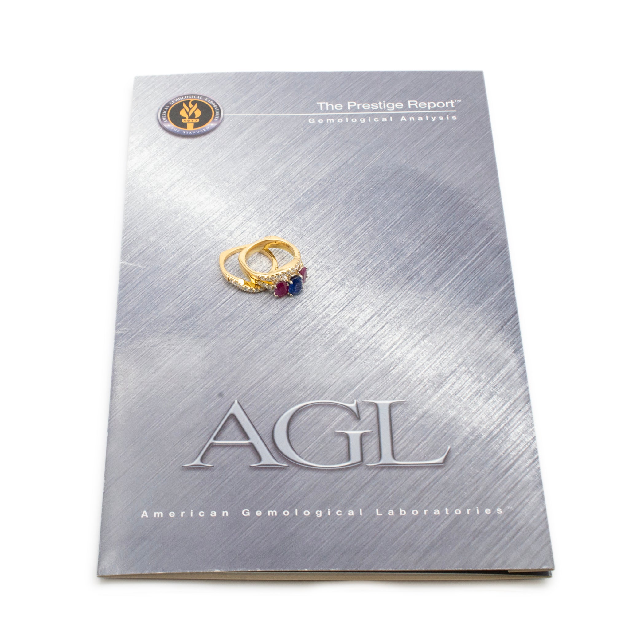 A. Jaffe 18K Green & White Gold AGL Sapphire Ruby Diamond Cocktail Ring Set