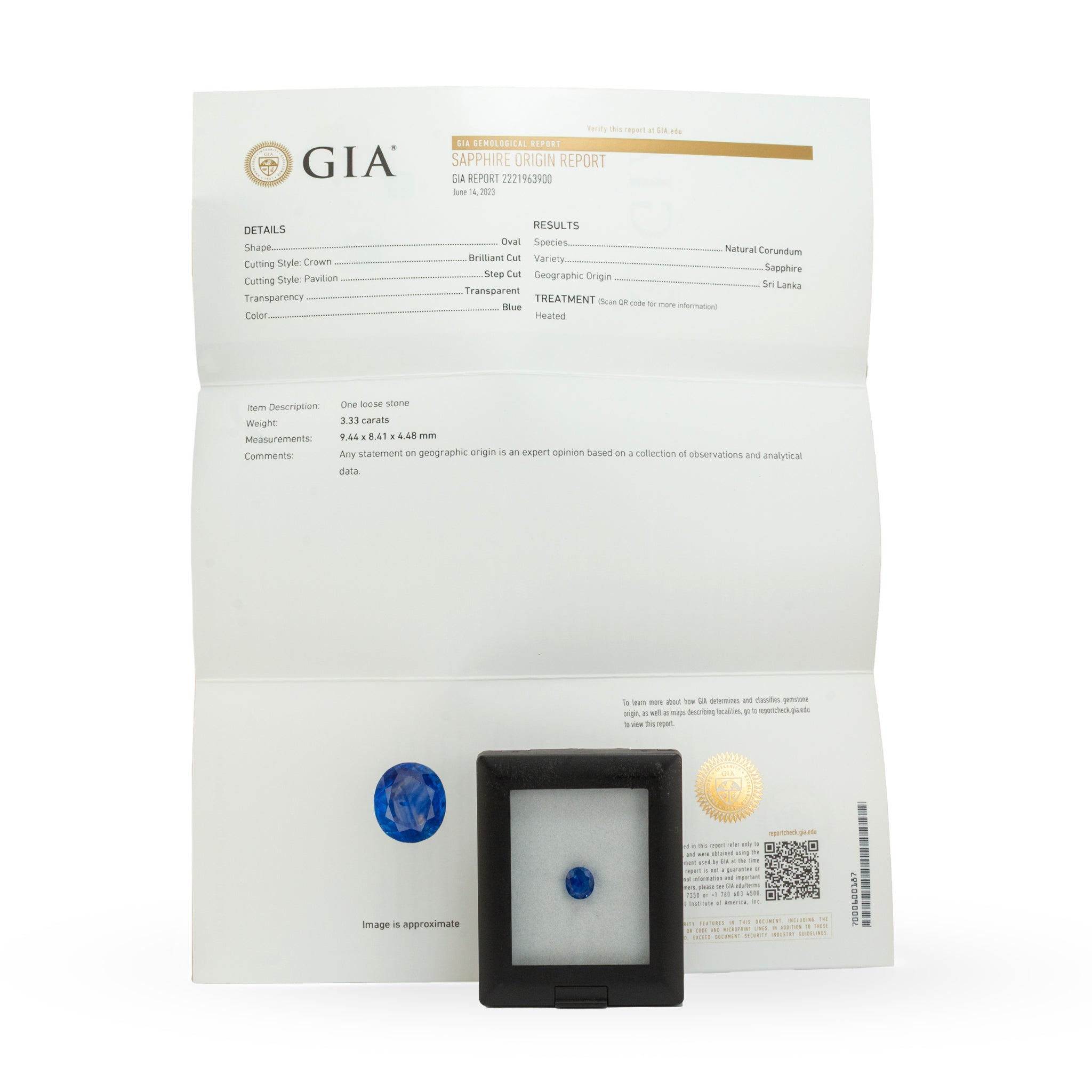 Natural 3.33ct GIA Oval Shape Cut Sri Lanka Ceylon Blue Loose Sapphire