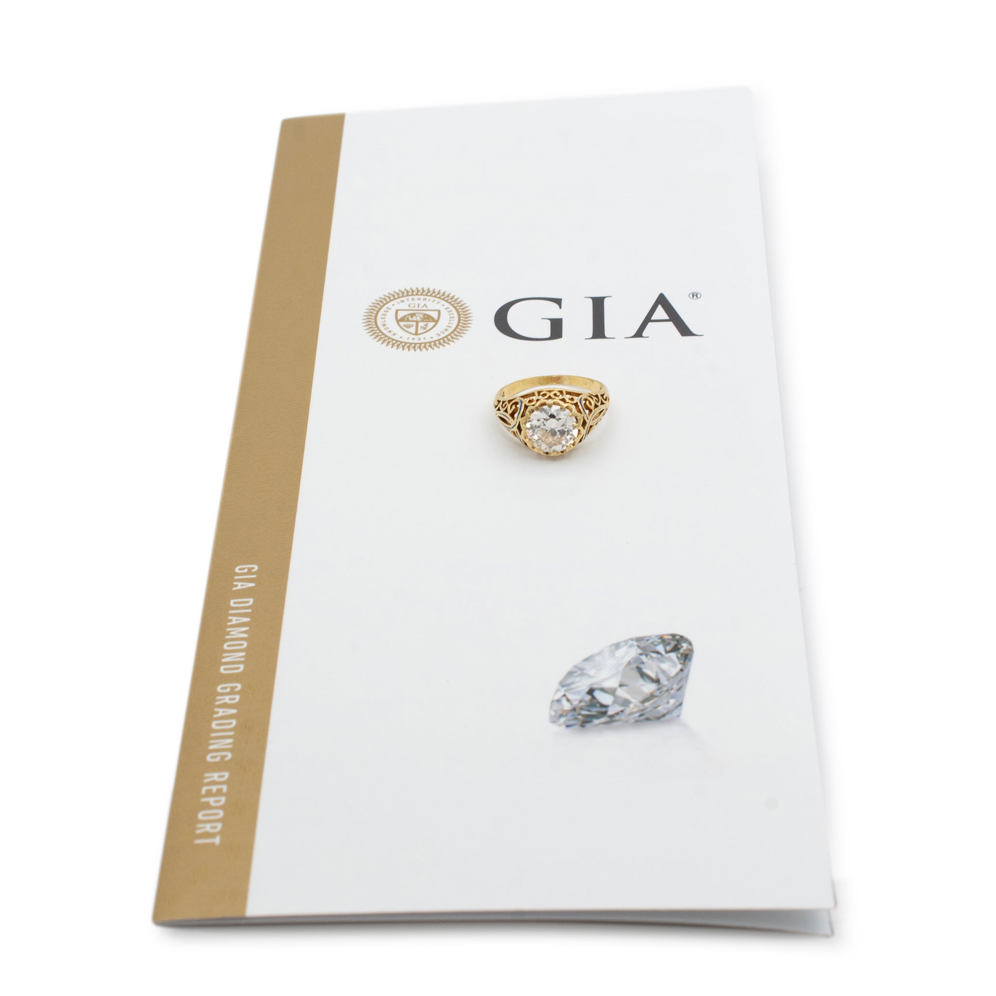 Ladies Antique Victorian 18K Yellow Gold GIA 2.03CT Old European Filigreed Enamel Engagement Ring