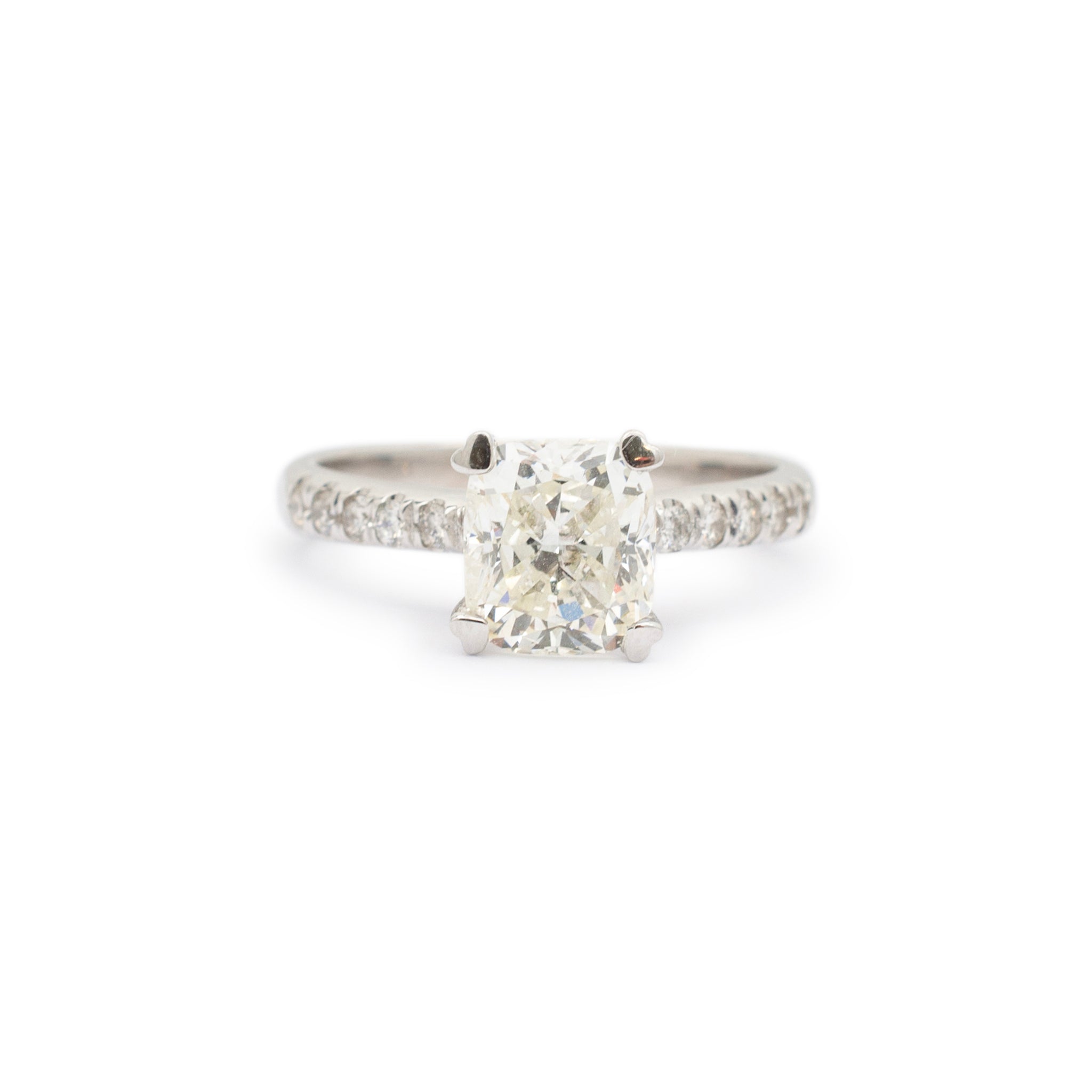 Ladies 14K White Gold Cushion Cut Diamond Engagement Ring