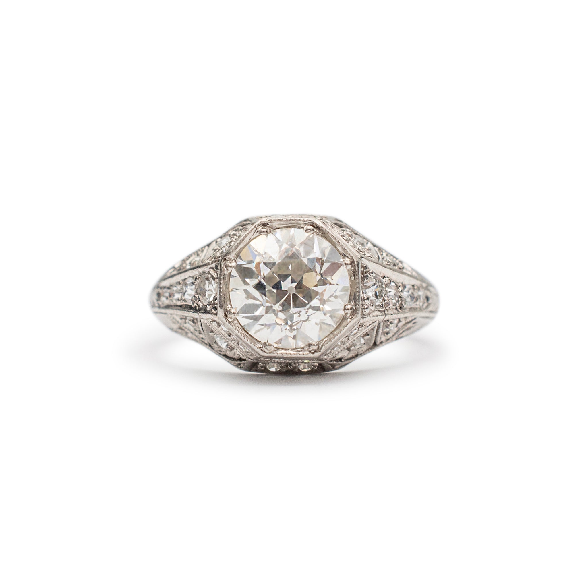 Ladies Antique Art Deco 1.71CT Gia Filigreed Diamond Engagement Ring