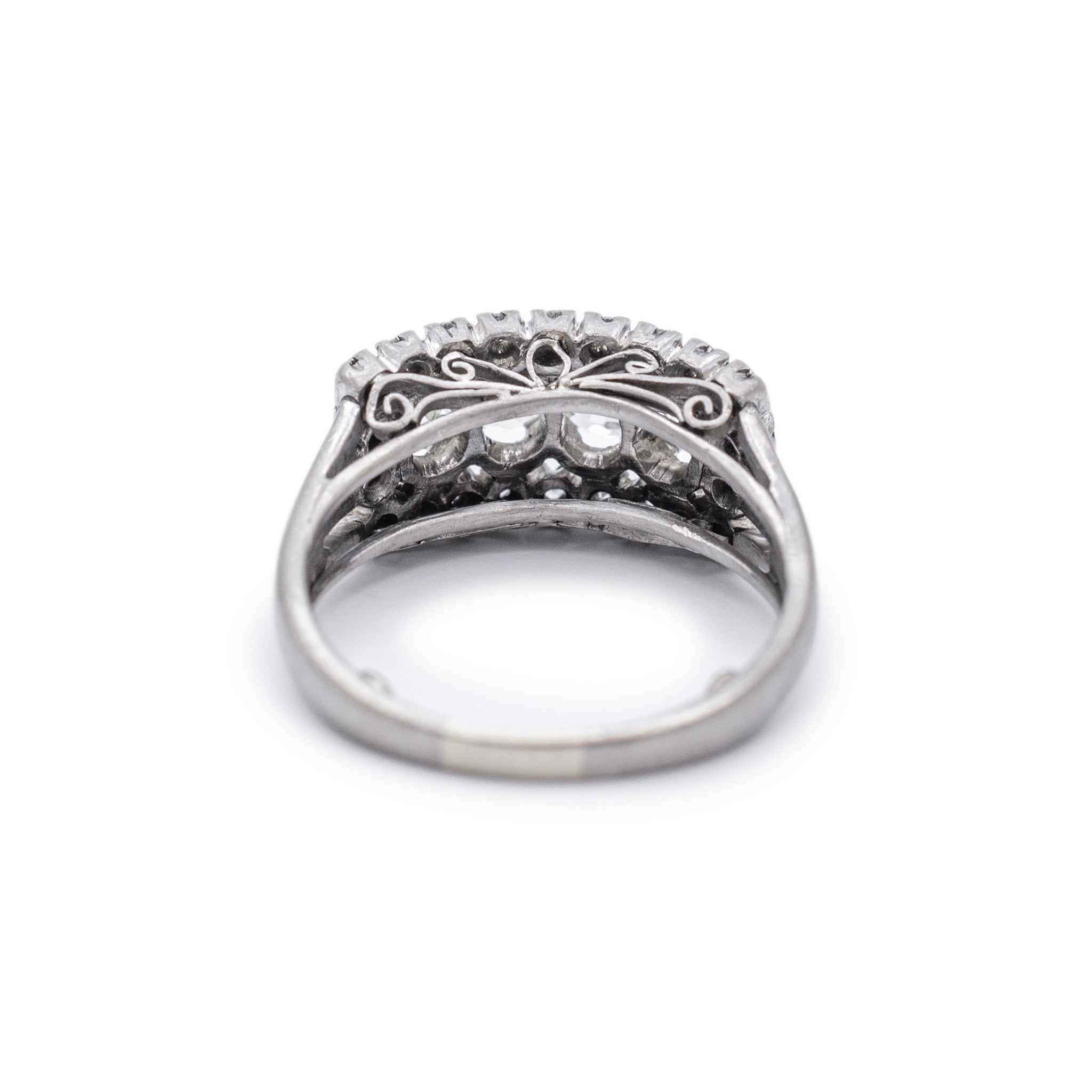 Antique Edwardian Mixed Metals Four Old European Diamond Engagement Ring