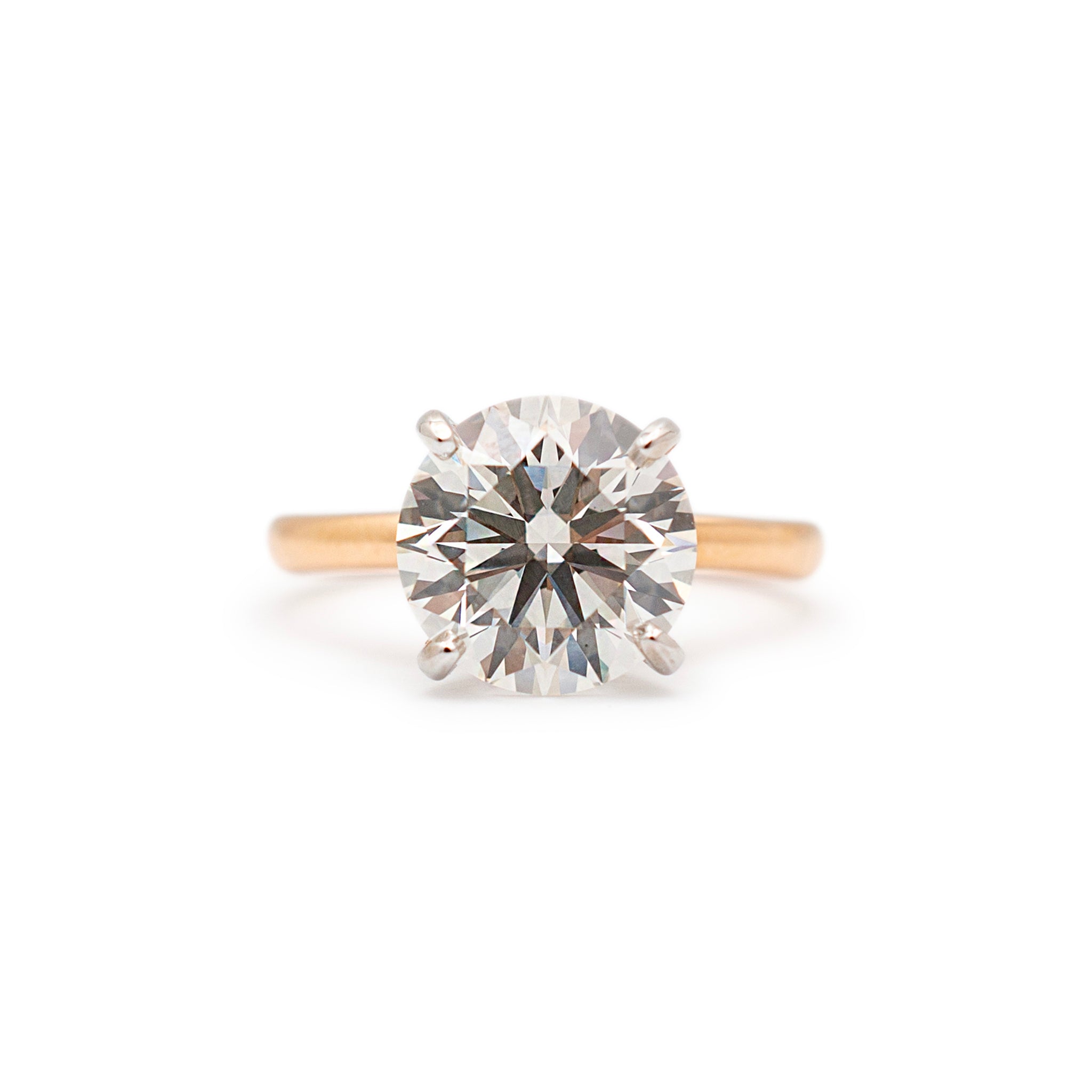 Ladies 18K Rose & White Gold IGI 4.15ct I VVS2 Lab Grown Diamond Solitaire Engagement Ring