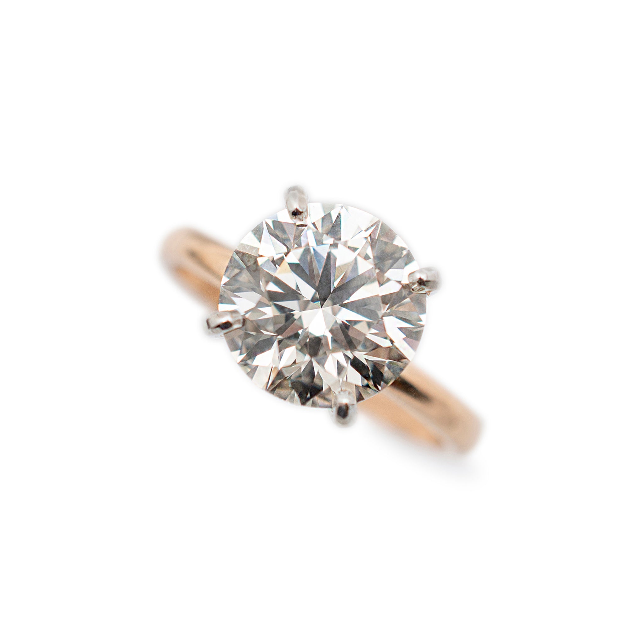 Ladies 18K Rose & White Gold IGI 4.15ct I VVS2 Lab Grown Diamond Solitaire Engagement Ring