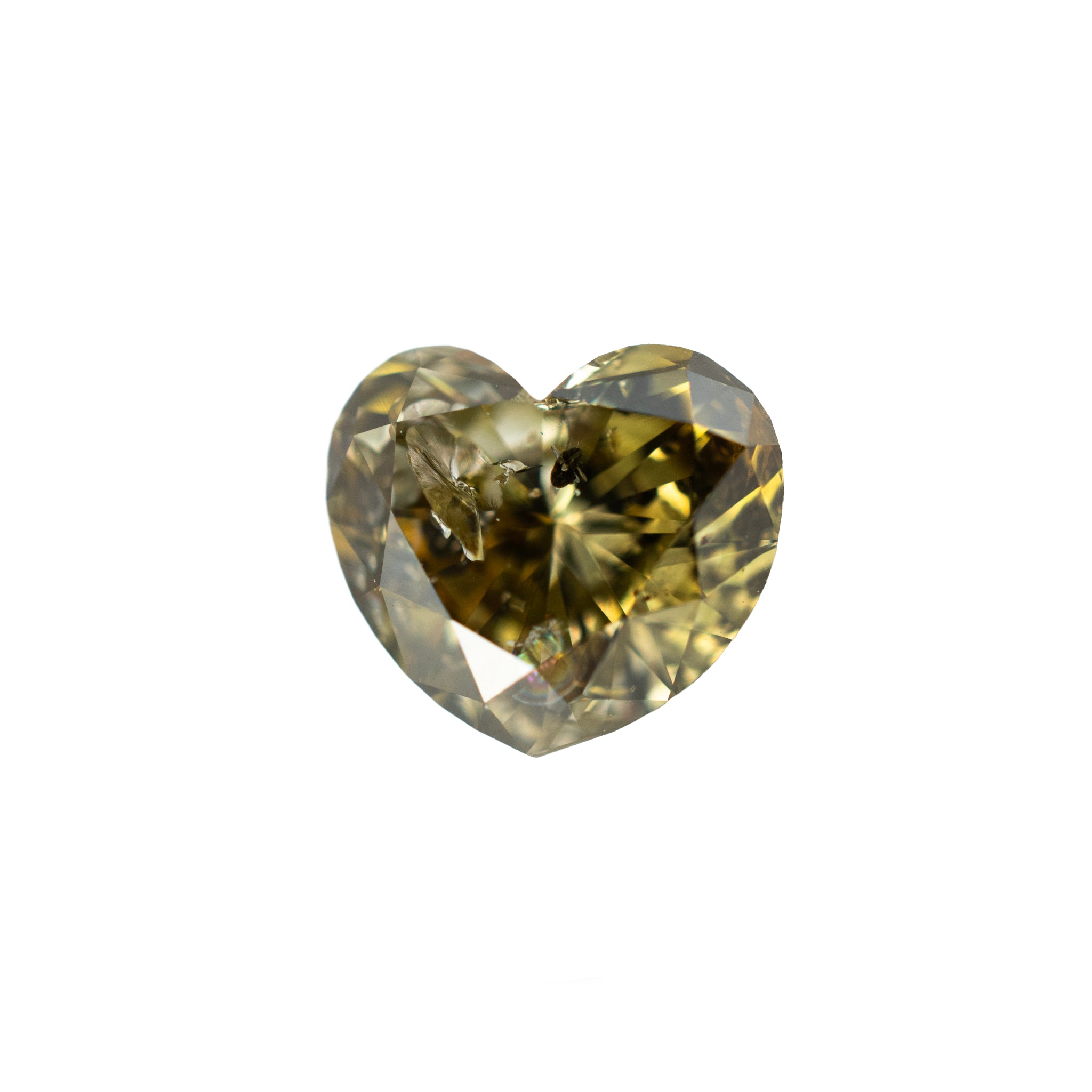 Natural 1.80ct Gia Fancy Dark Brown Green Yellow Heart Brilliant Loose Diamond
