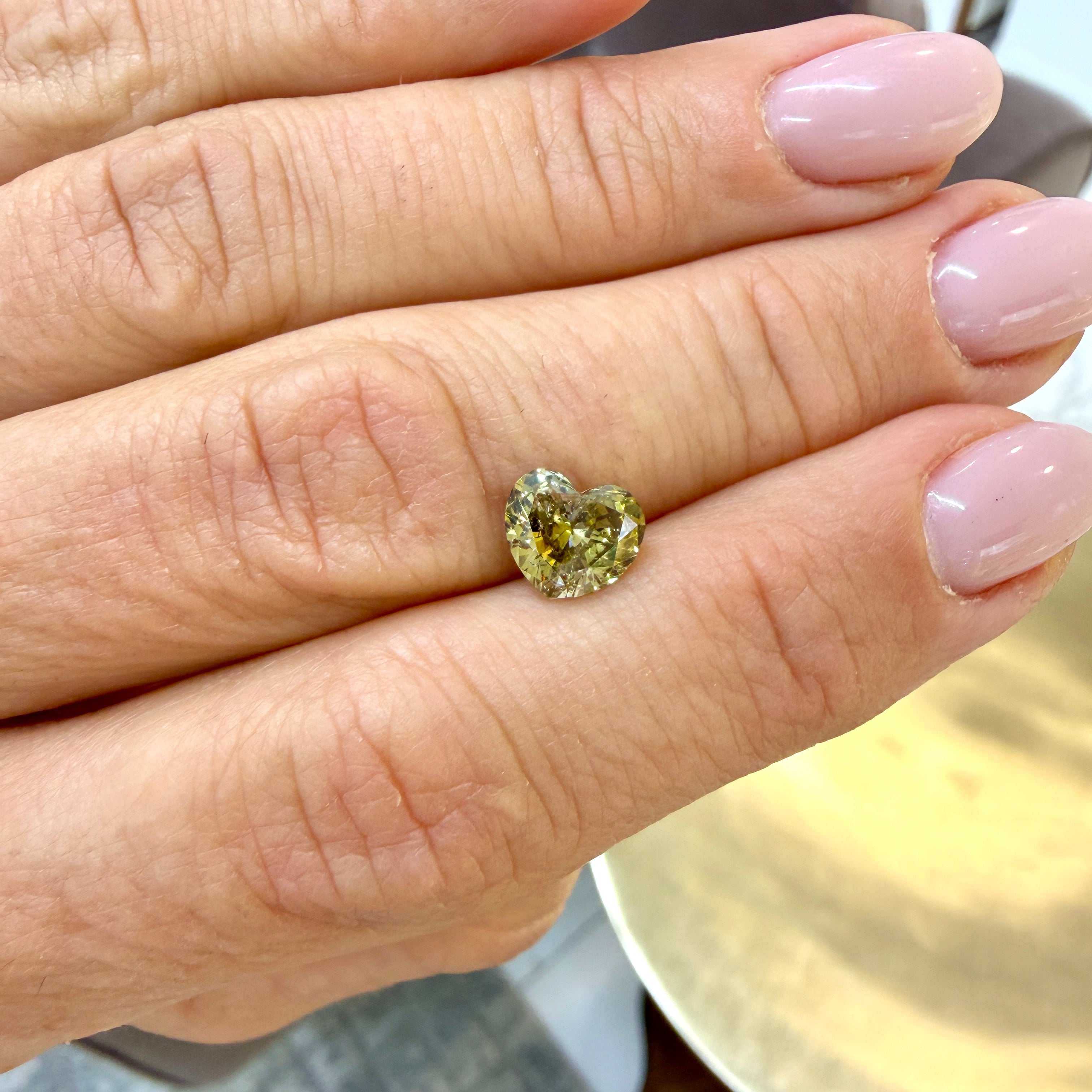 Natural 1.80ct Gia Fancy Dark Brown Green Yellow Heart Brilliant Loose Diamond