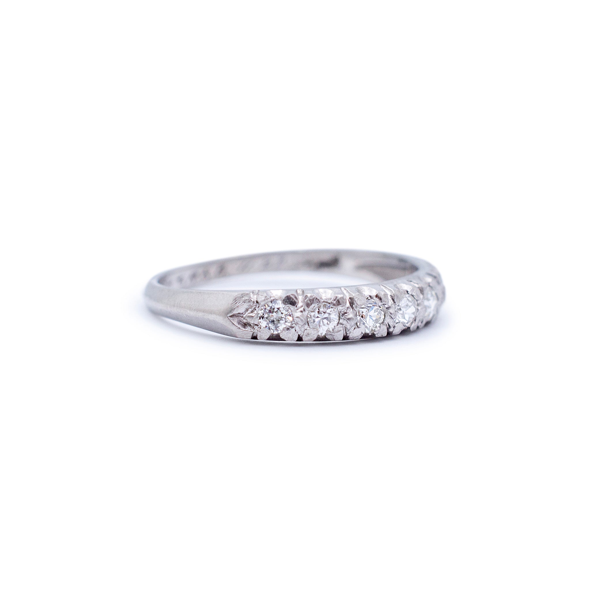 Antique Platinum Old European Diamond Wedding Band