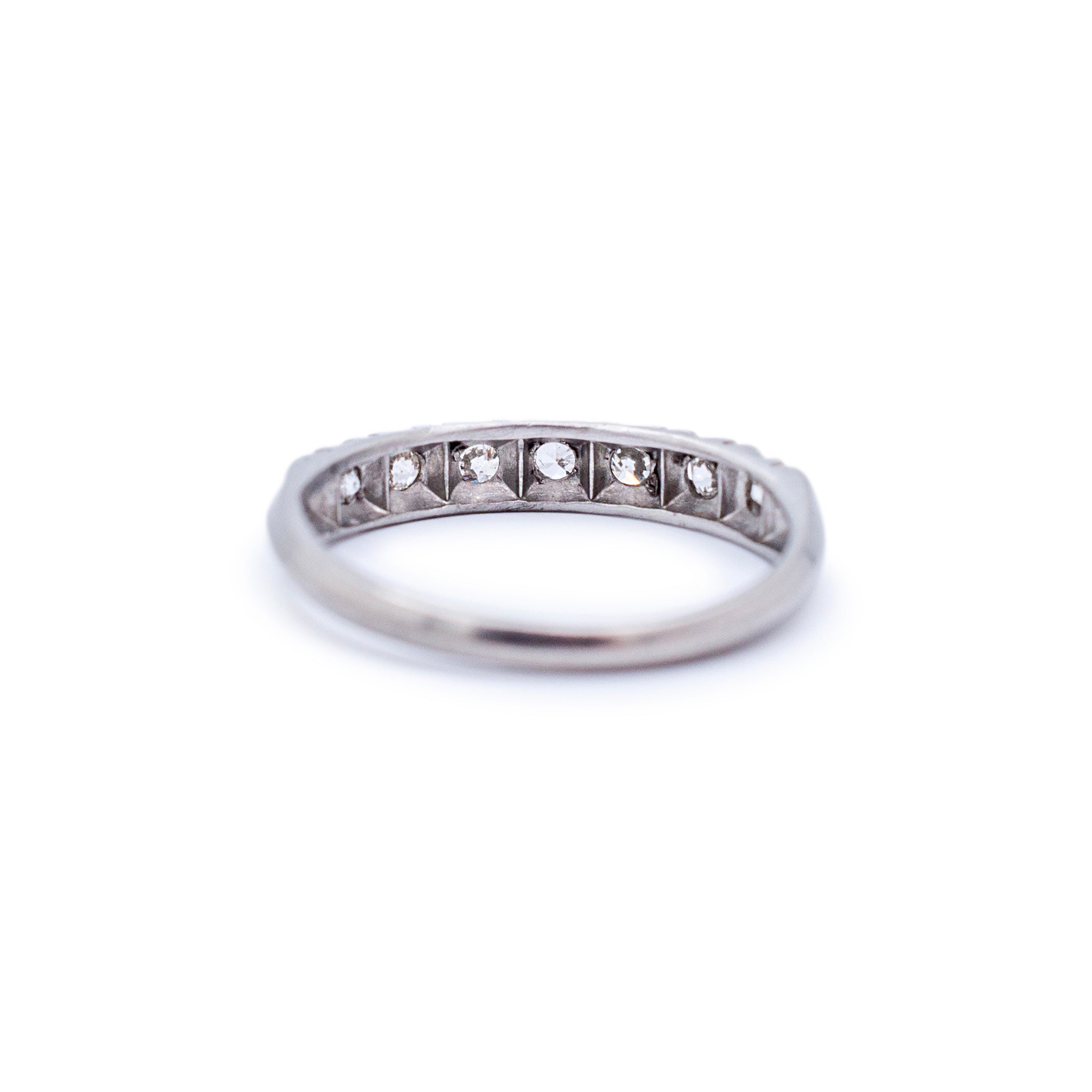 Antique Platinum Old European Diamond Wedding Band