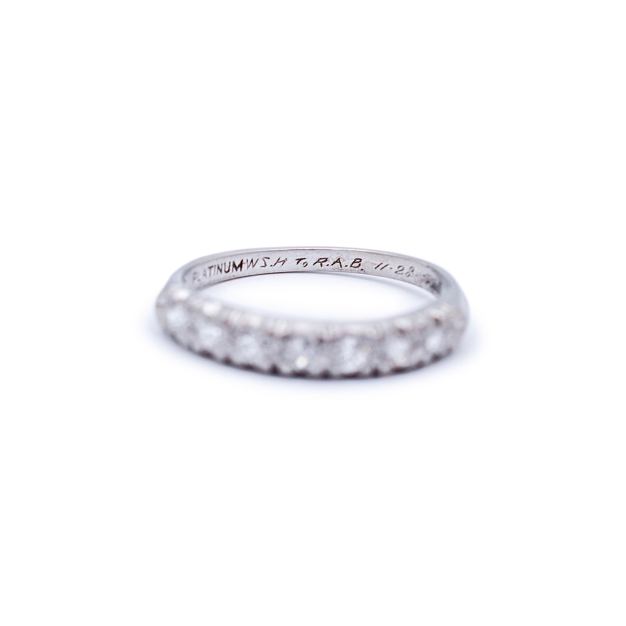 Antique Platinum Old European Diamond Wedding Band