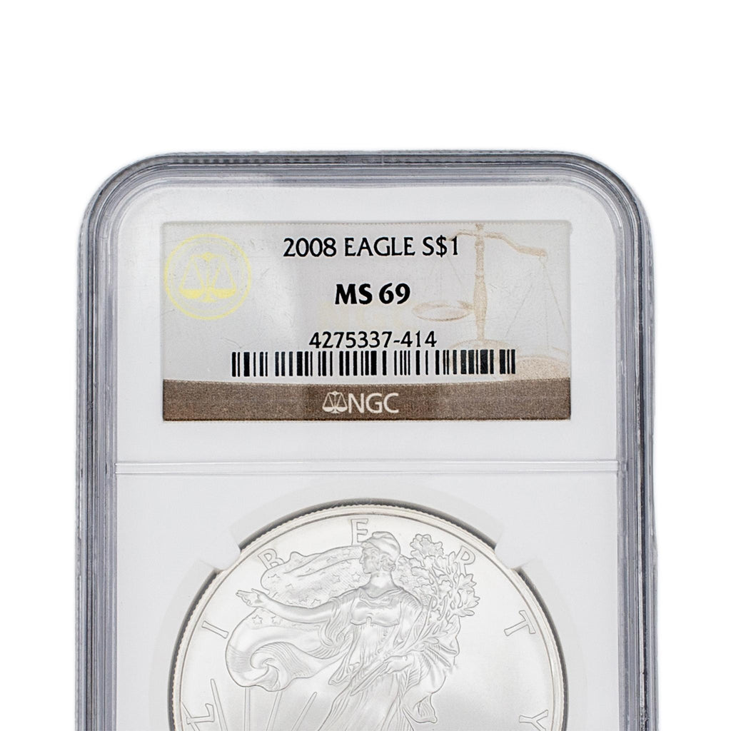 2008 1 Oz Ngc Certified MS 69 999 Fine Silver American Eagle Liberty Coin