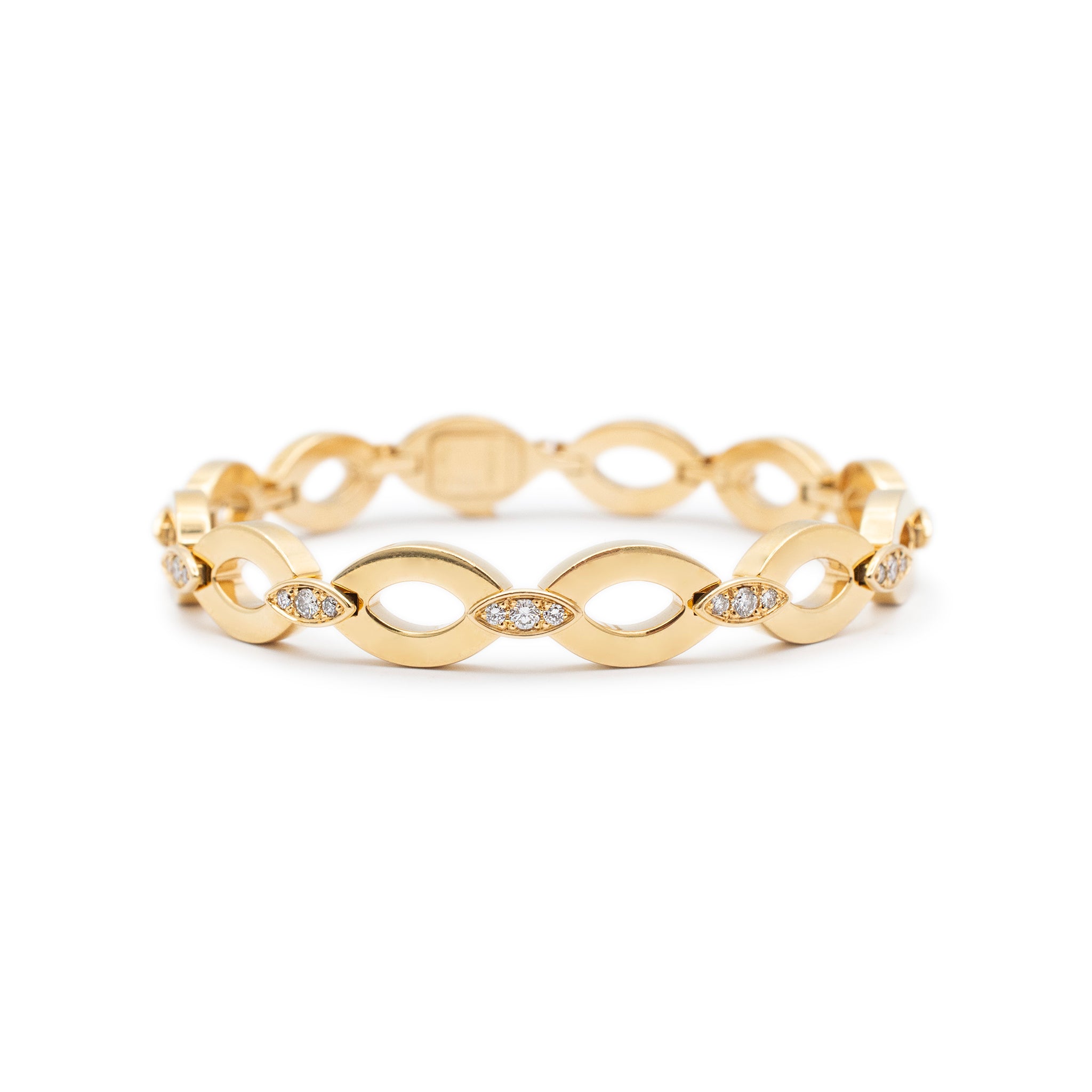 Vintage Cartier 18K Yellow Gold Diadea Diamond Oval Link Bracelet