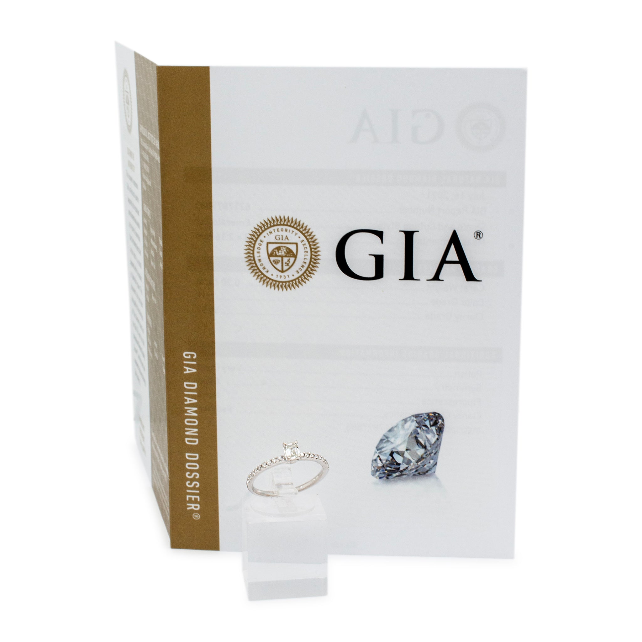 Ladies 14K White Gold GIA 0.30ct Emerald Cut Diamond Promise Engagement Ring