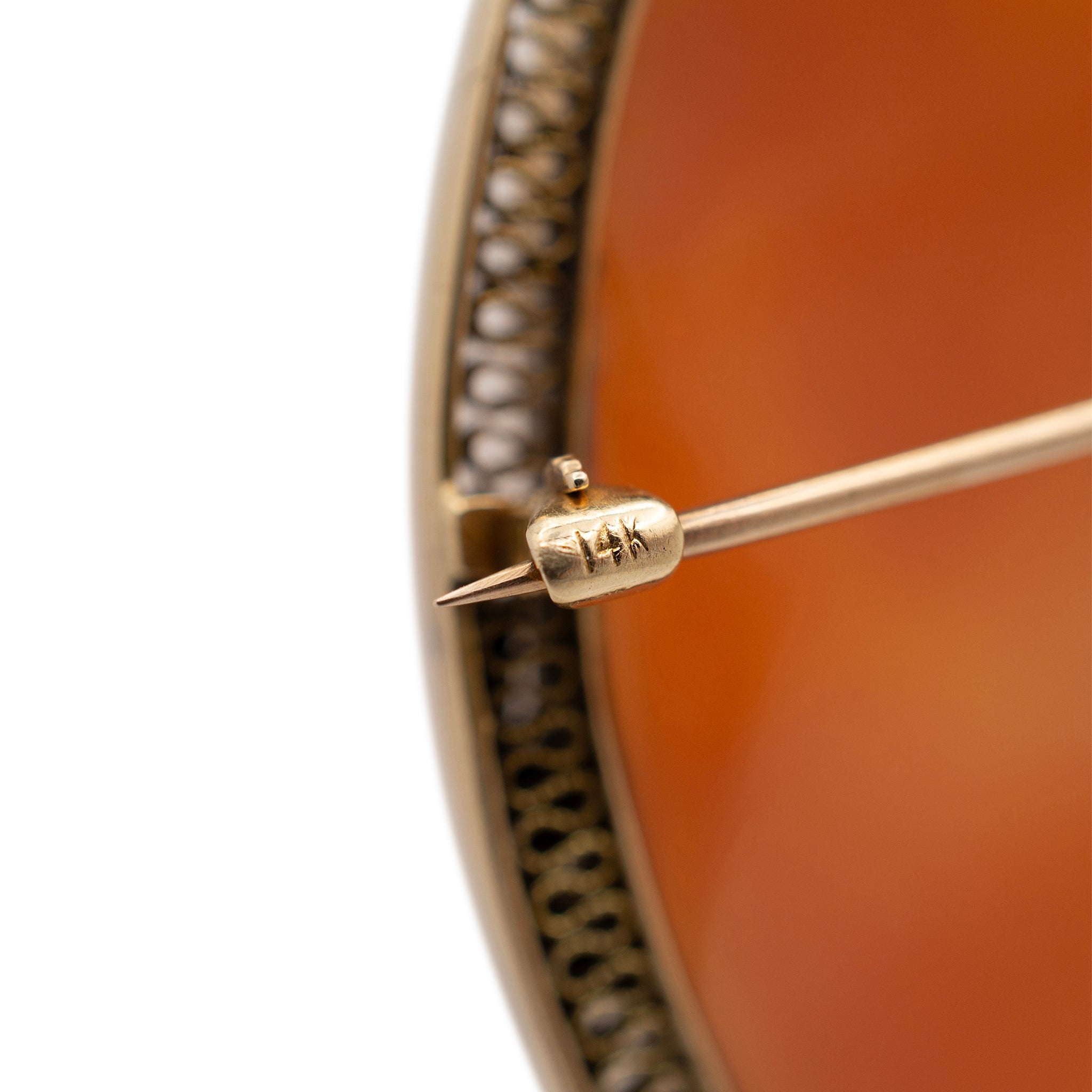 Victorian Handmade 14K Yellow Gold Large Oval Woman Portrait Cameo Brooch