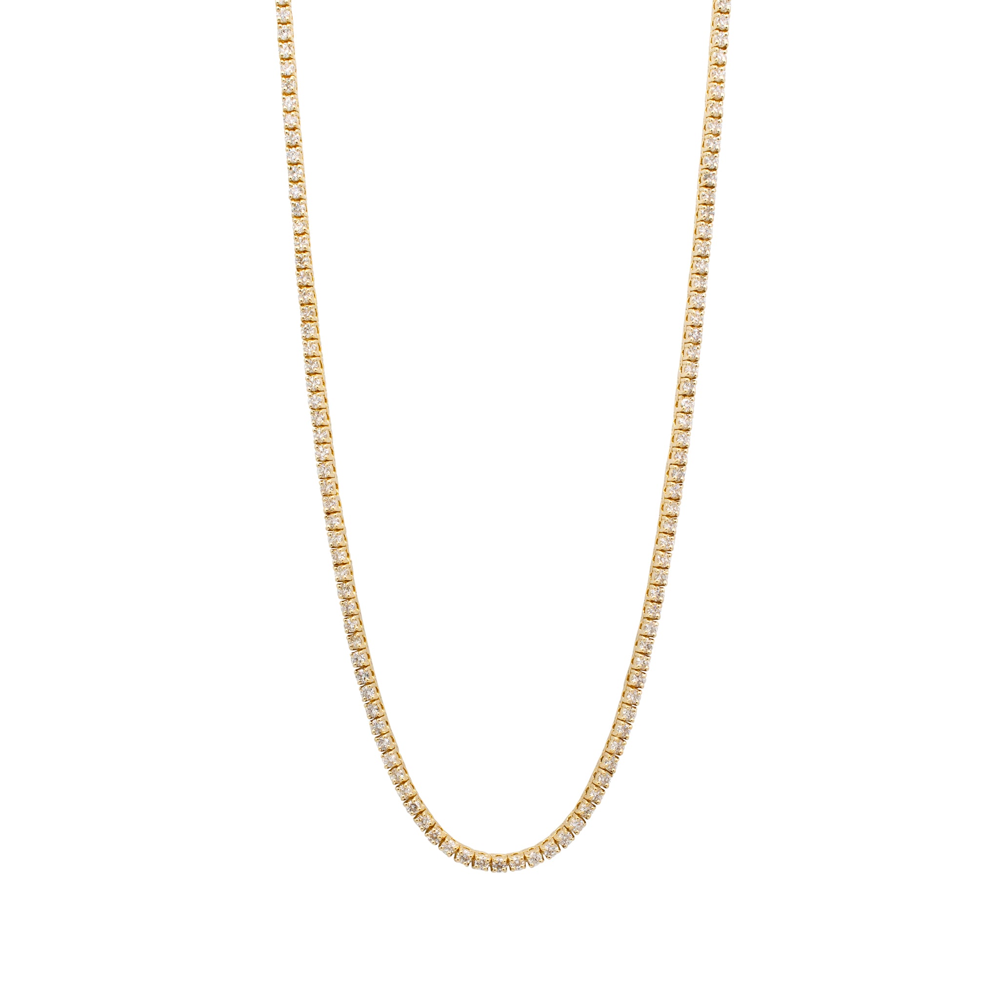 Ladies 10K Yellow Gold Diamond Tennis Chain Necklace