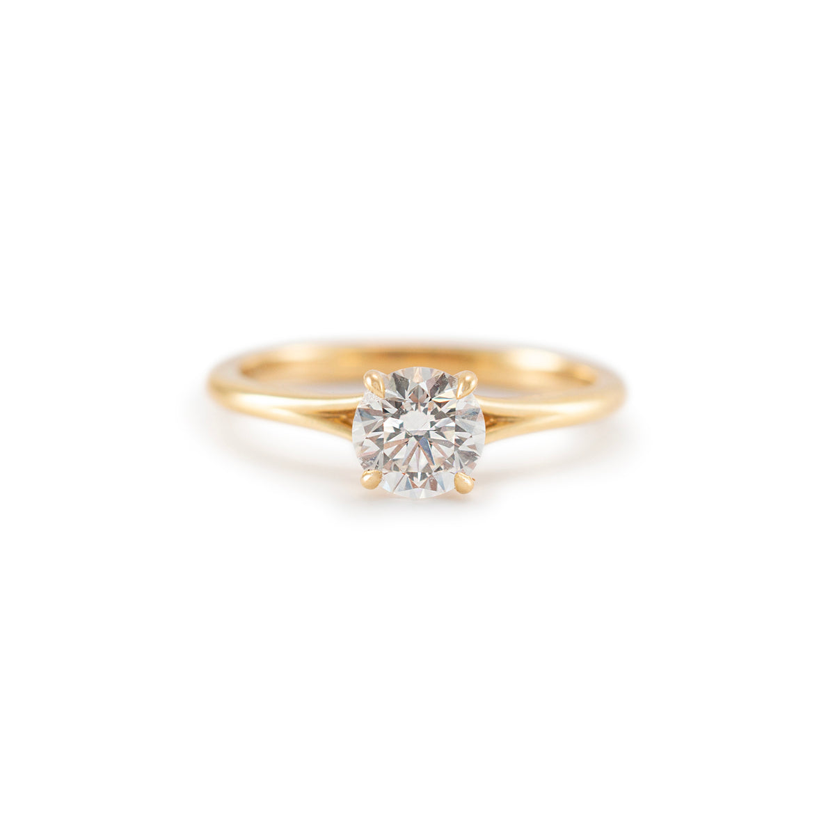 De Beers 18K Yellow Gold Classic Round Brilliant Solitaire Engagement