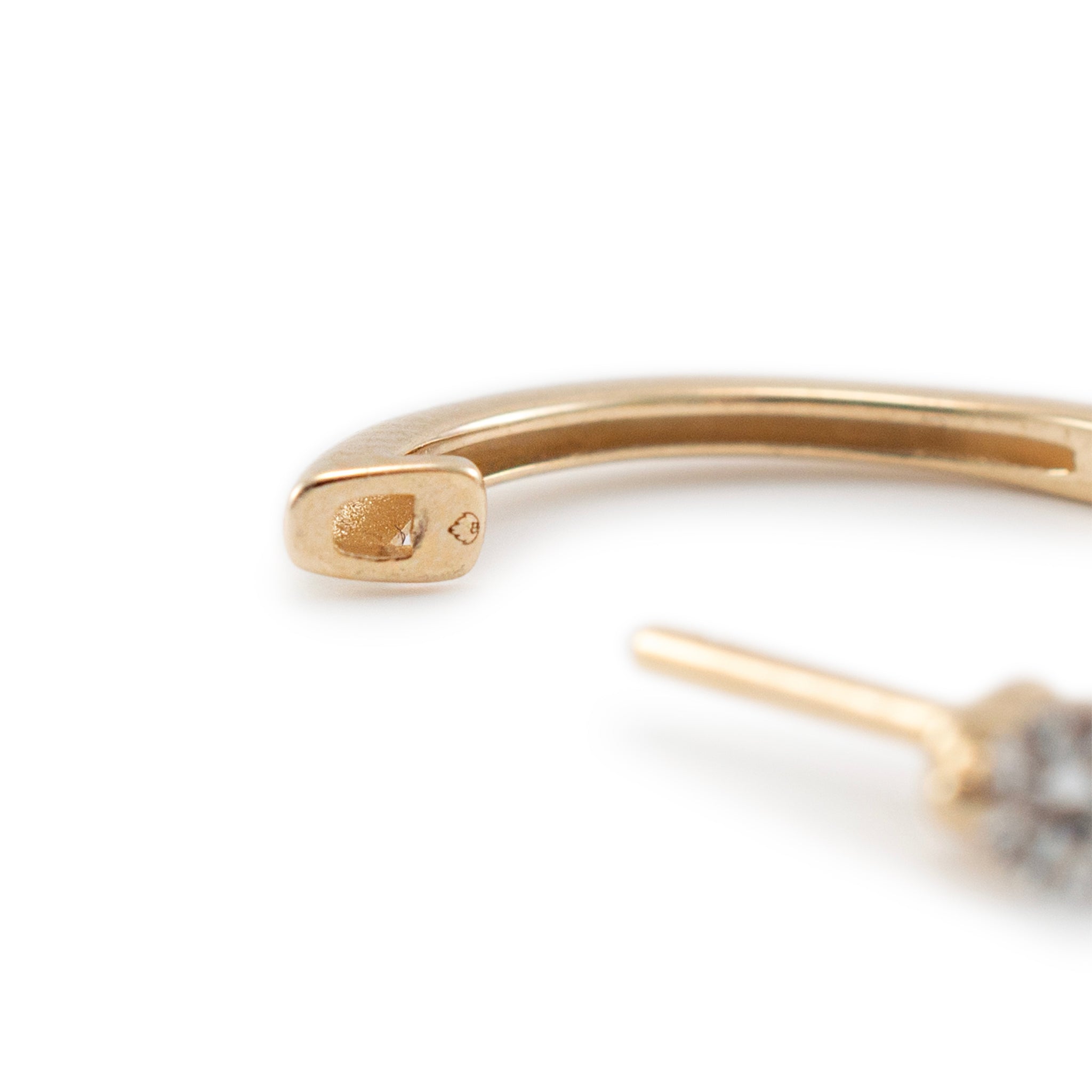 Ladies 14K Yellow Gold Half Eternity Graduated Diamond Mini Hoop Earrings