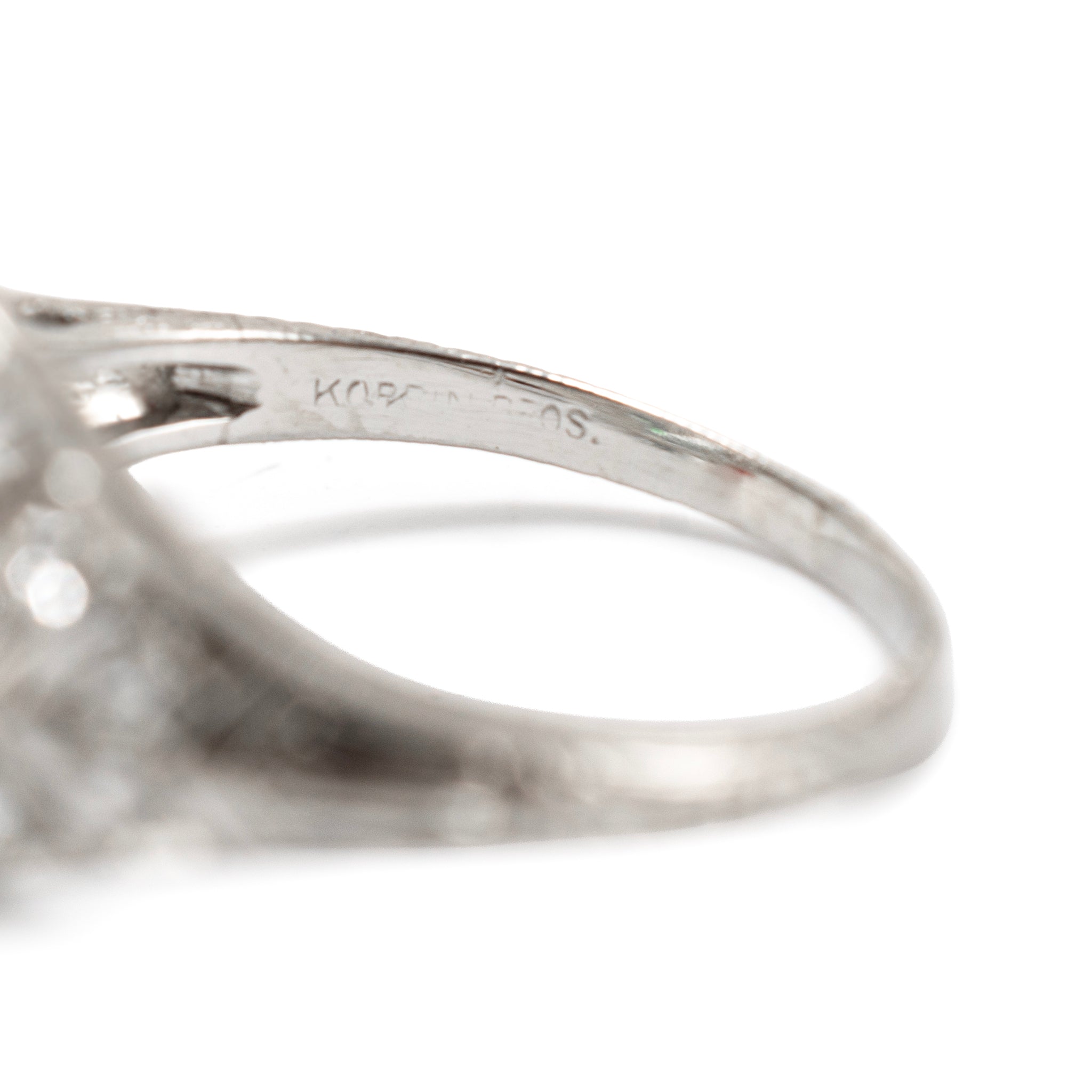 Antique Art Deco Platinum 0.97ctw Marquise Diamond Halo Emerald Engagement Ring