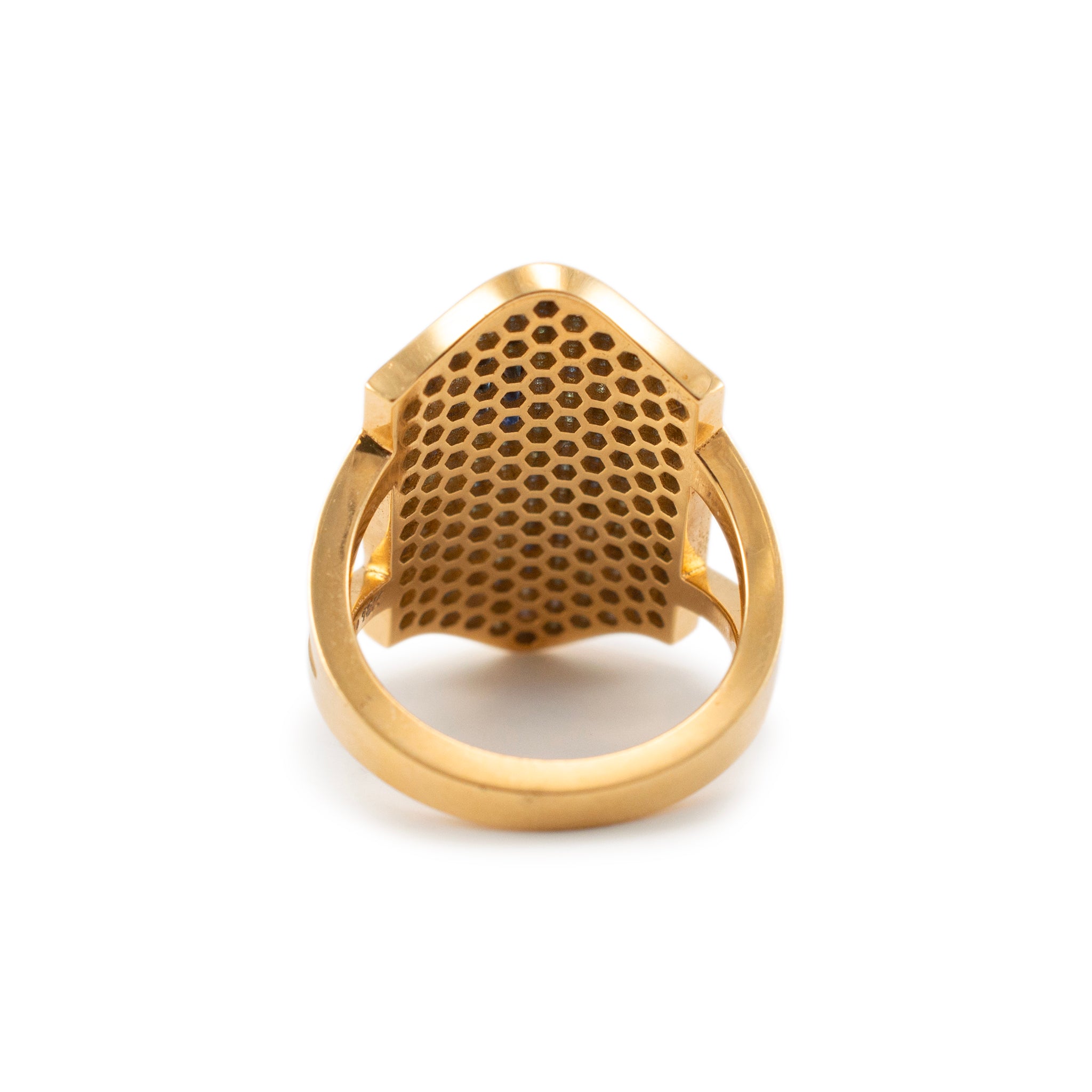 Reign 18K Yellow Gold Blue Sapphires Shield Cocktail Ring