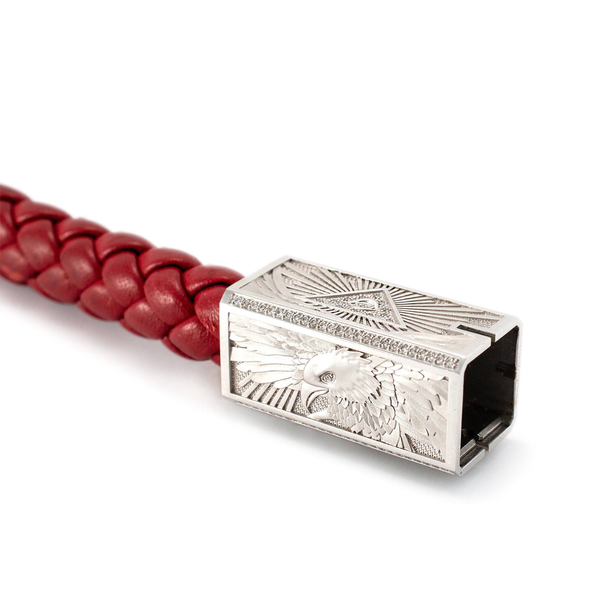 Sword Limited Red Fiat Lux 18K White Gold Titanium Eagle Diamond Bracelet