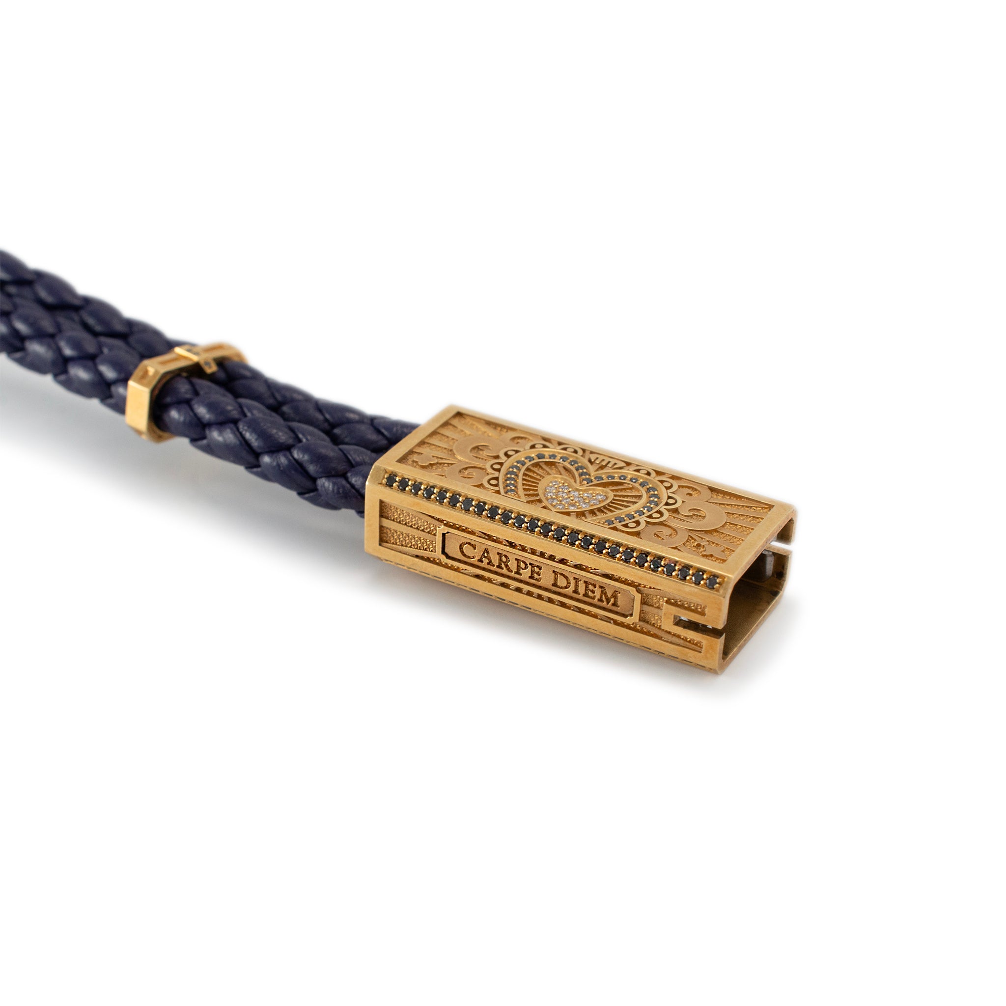 Sword Limited Blue Carpe Diem 18K Yellow Gold Titanium Heart Diamond Bracelet