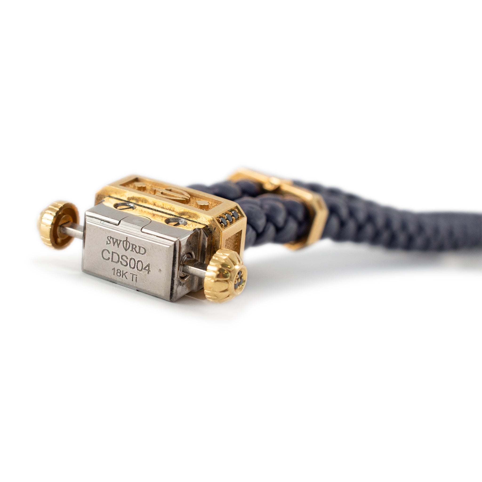 Sword Limited Blue Carpe Diem 18K Yellow Gold Titanium Heart Diamond Bracelet