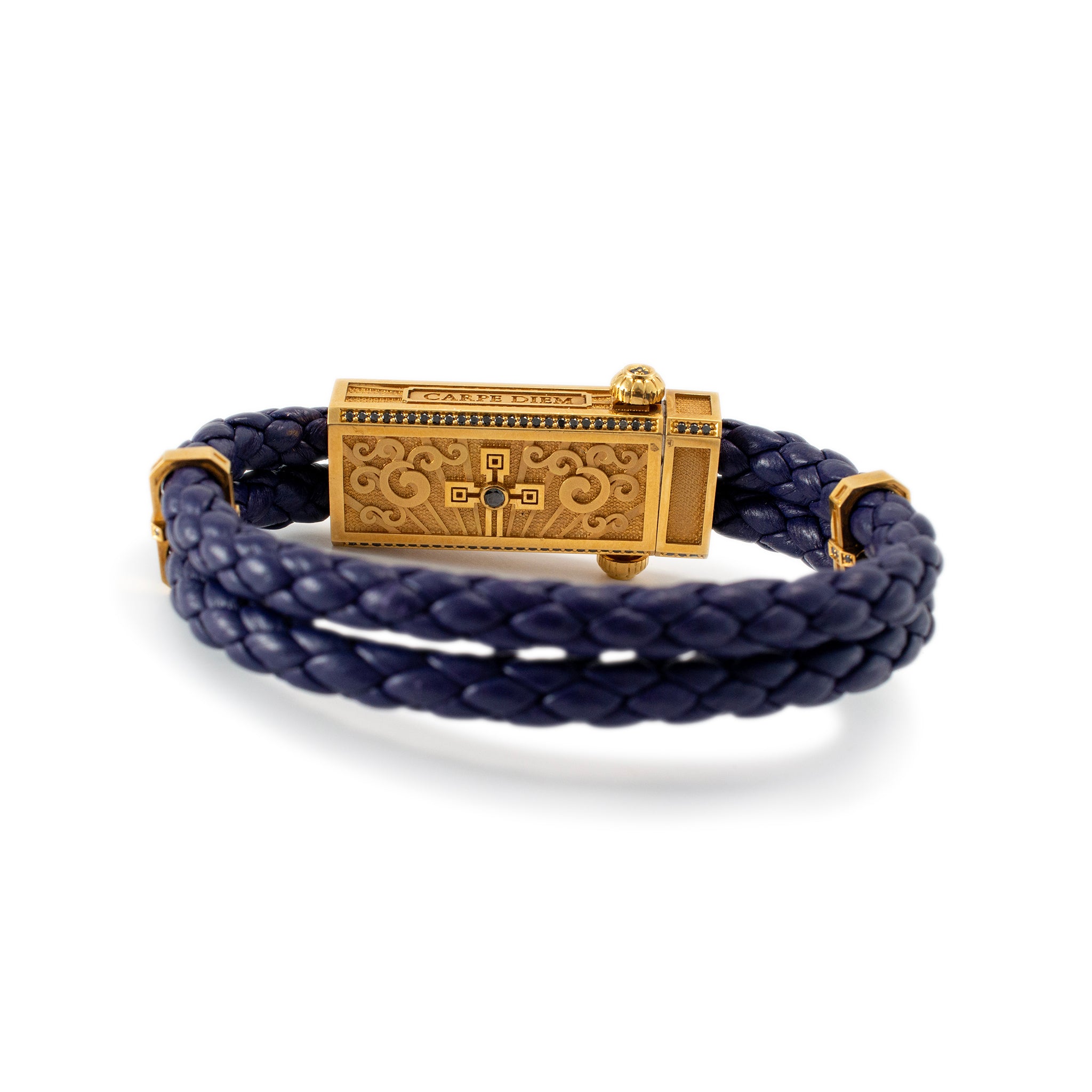 Sword Limited Blue Carpe Diem 18K Yellow Gold Titanium Heart Diamond Bracelet