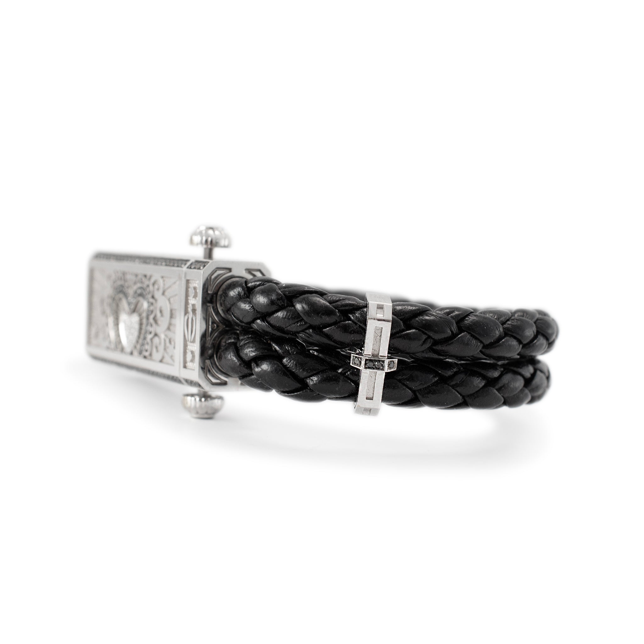 Sword Limited Black Carpe Diem 18K White Gold Titanium Heart Diamond Bracelet