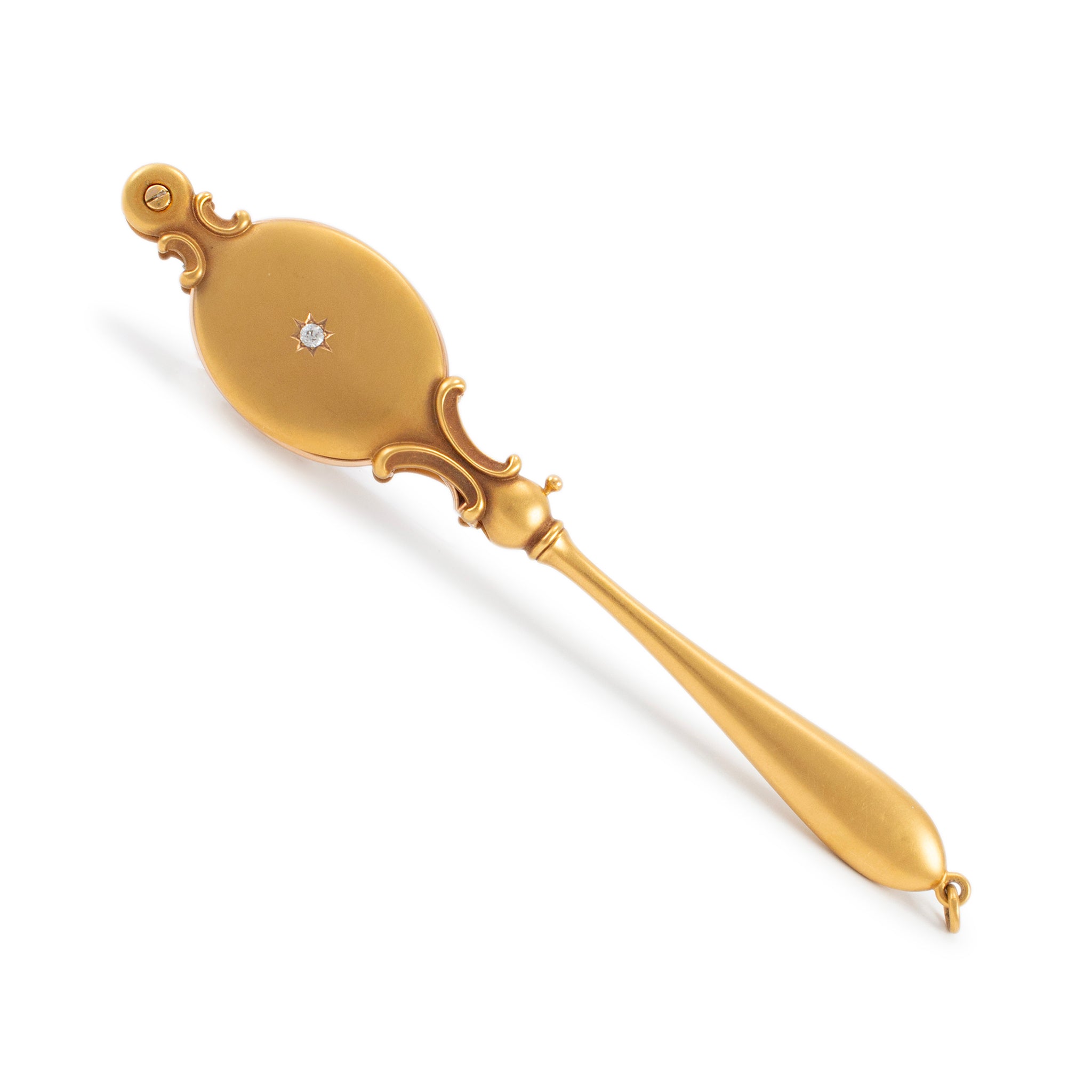 Antique 14K Yellow Gold Old European Cut Diamond Opera Lorgnette Folding Glasses