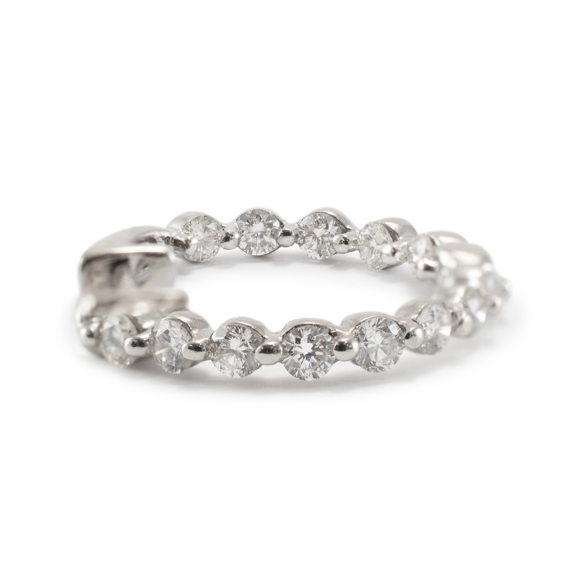 Ladies 14K White Gold Inside Out Diamond Hoop Earrings