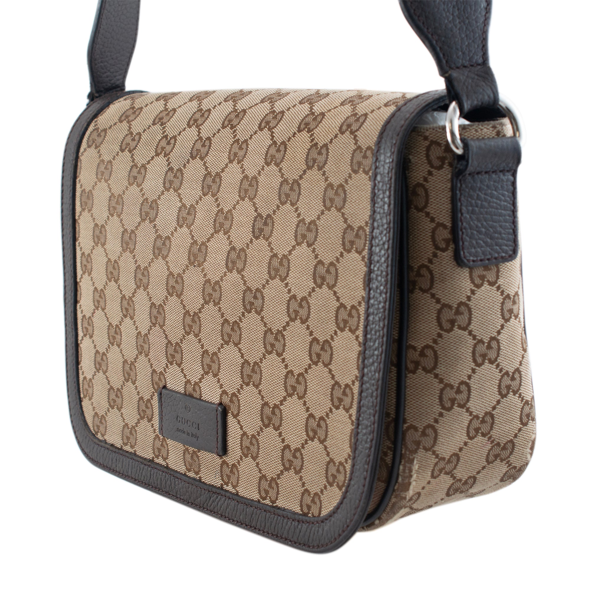 Gucci Monogram GG Canvas 807401990 Brown & Beige Flap Cross Body Messenger Bag