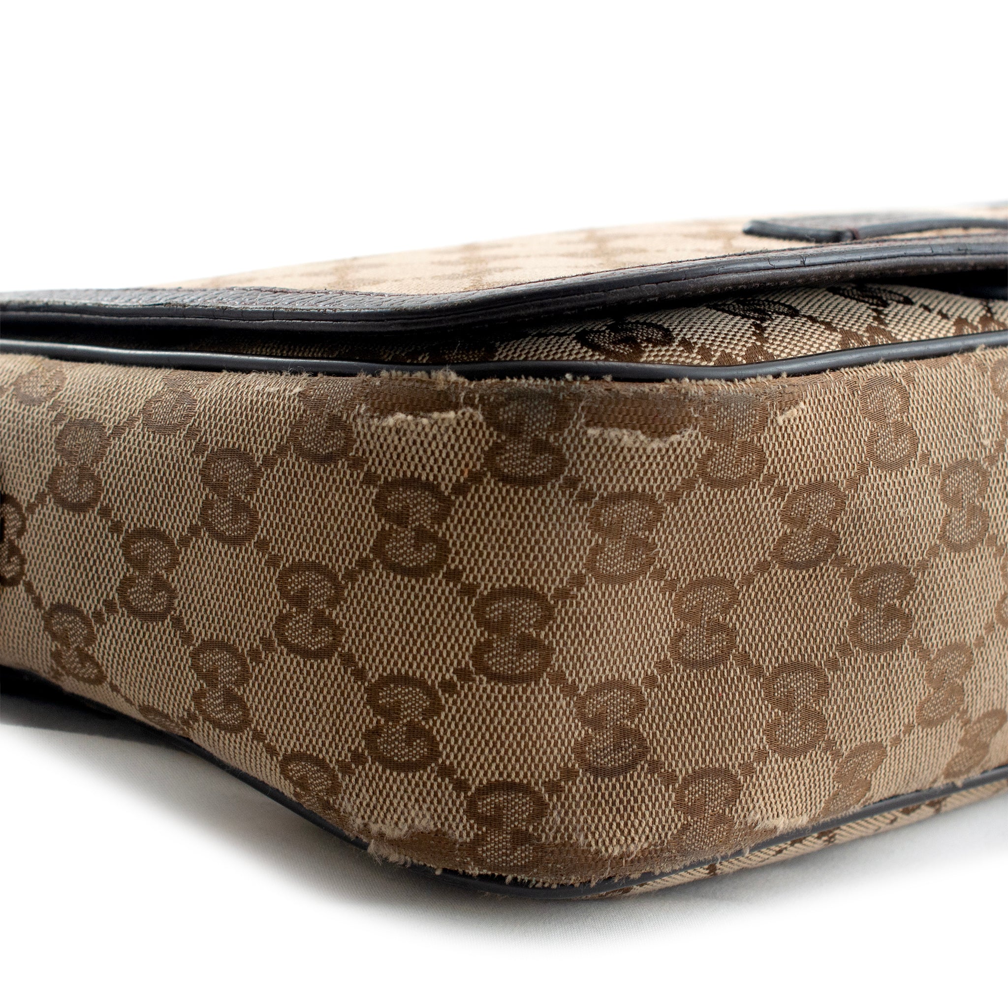 Gucci Monogram GG Canvas 807401990 Brown & Beige Flap Cross Body Messenger Bag