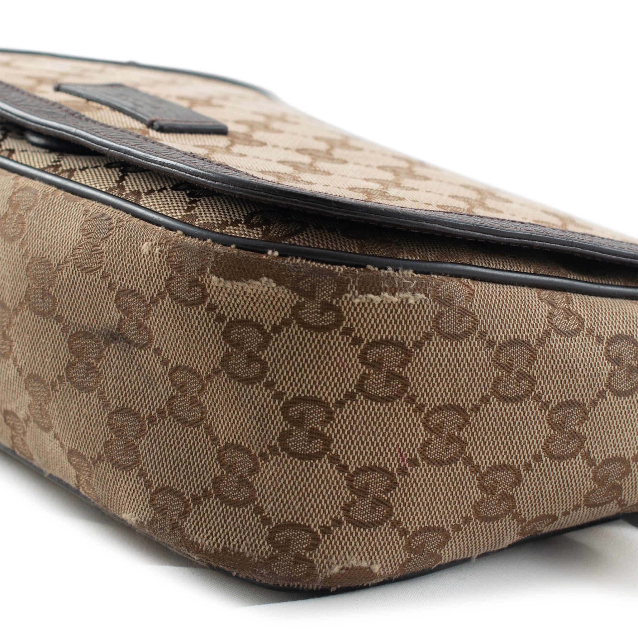 Gucci Monogram GG Canvas 807401990 Brown & Beige Flap Cross Body Messenger Bag