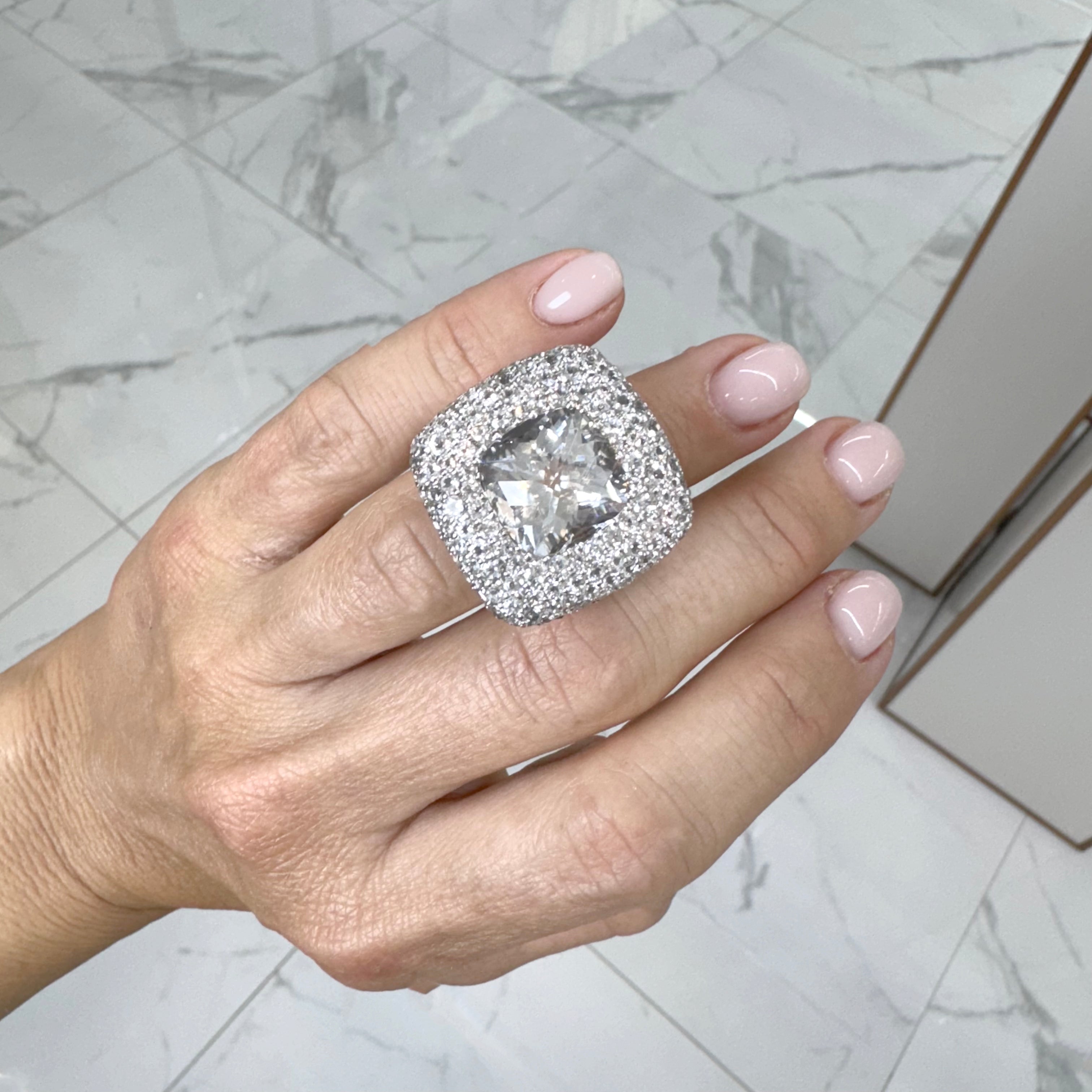 John Hardy Retired White Topaz Batu Klasik Cocktail Ring