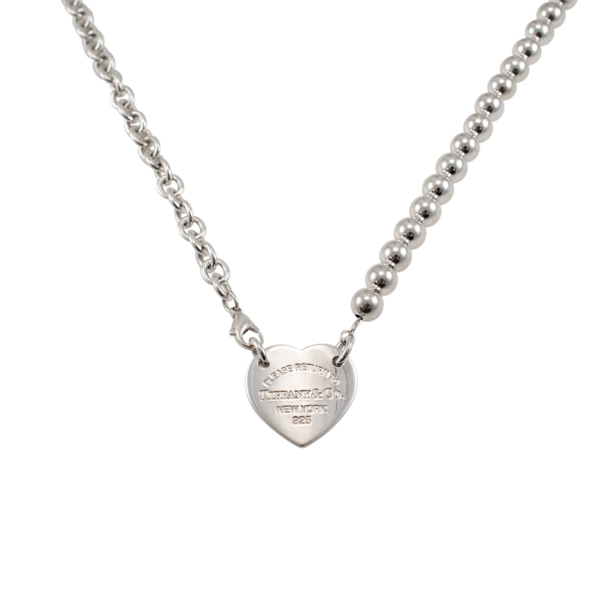 Tiffany & Co. 925 Sterling Silver Return to Tiffany Heart Tag Wrap Necklace